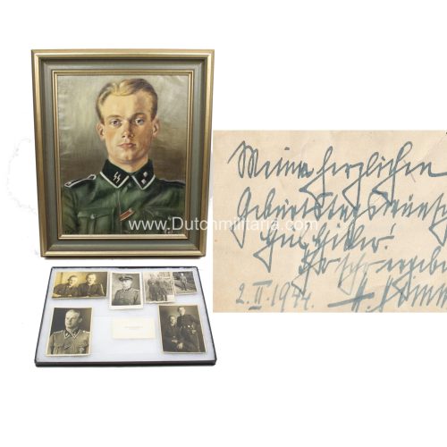 (LSSAH) SS Leibstandarte SS Adolf Hitler grouping with personal signed Heinrich Himmler business card - Extremely rare!!!
