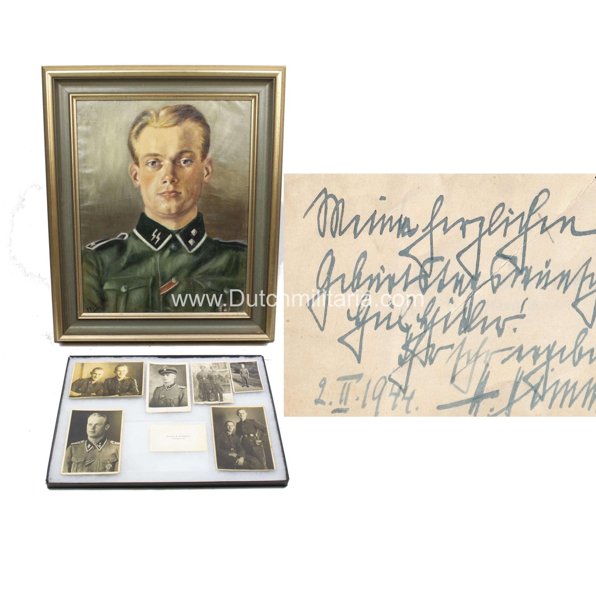 (LSSAH) SS Leibstandarte SS Adolf Hitler grouping with personal signed Heinrich Himmler business card - Extremely rare!!!