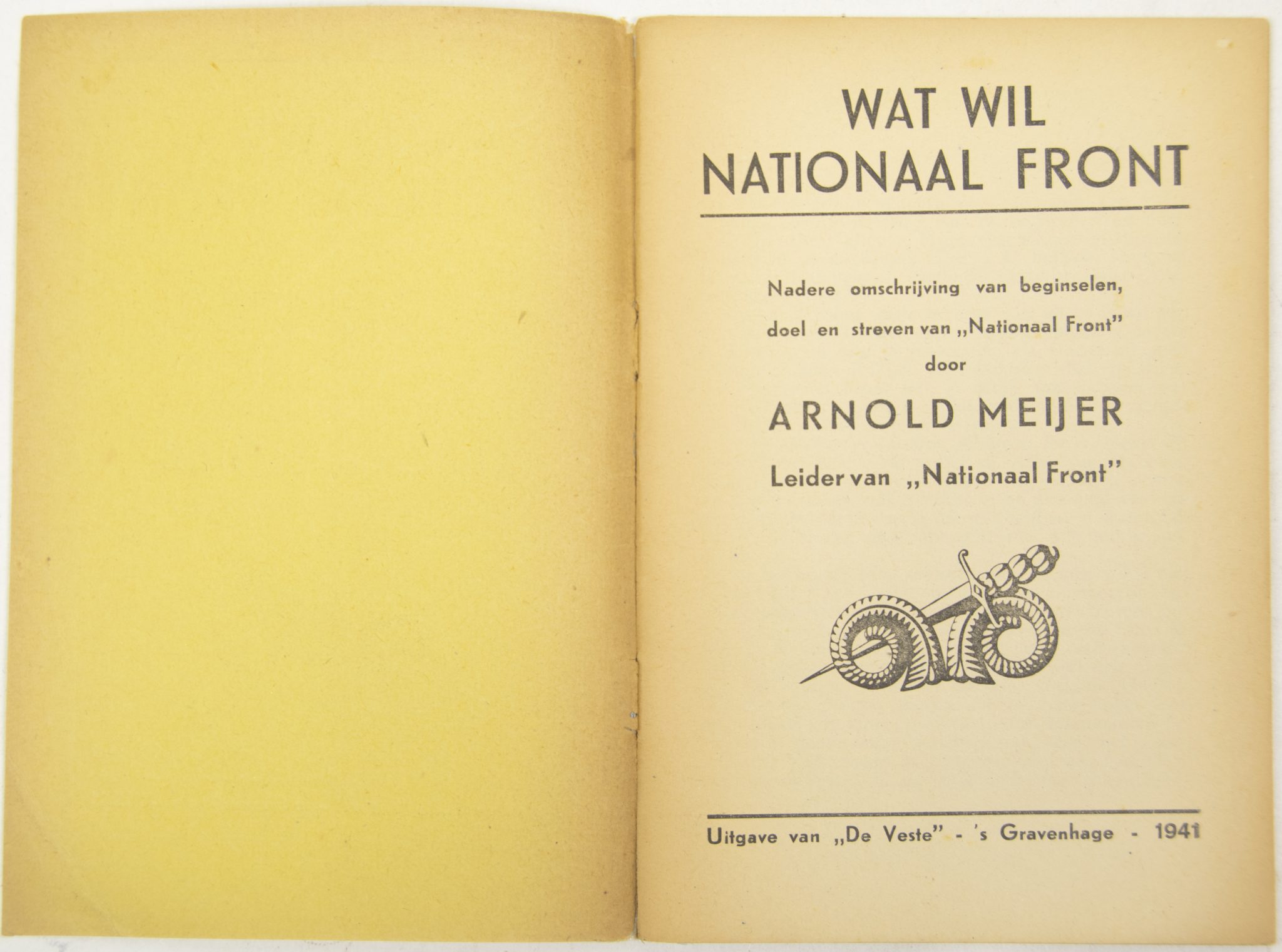 (Brochure) Arnold Meijer – Wat wil Nationaal Front (1942) (Brochure) Arnold Meijer - Wat wil Nationaal Front (1941)