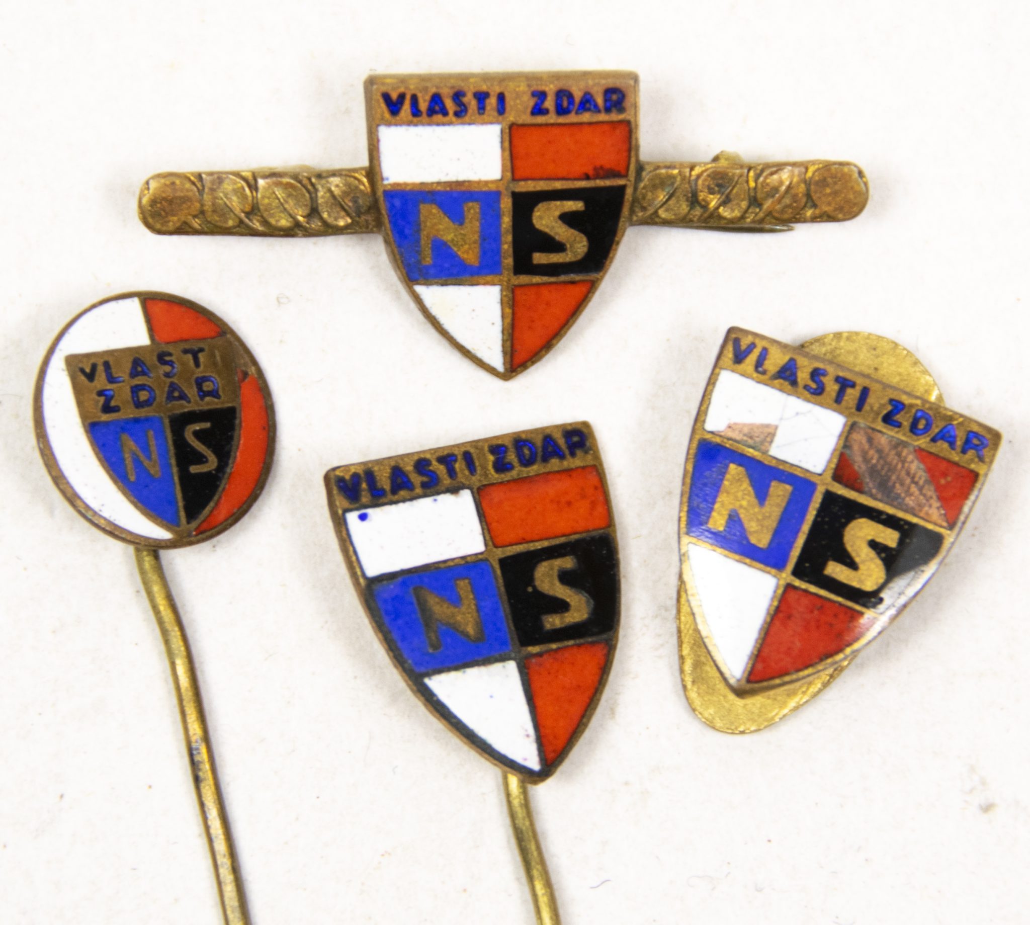 (Czech) NS Vlasti Zdar membership badges (4x) + Rodinna Kronika family book - rare