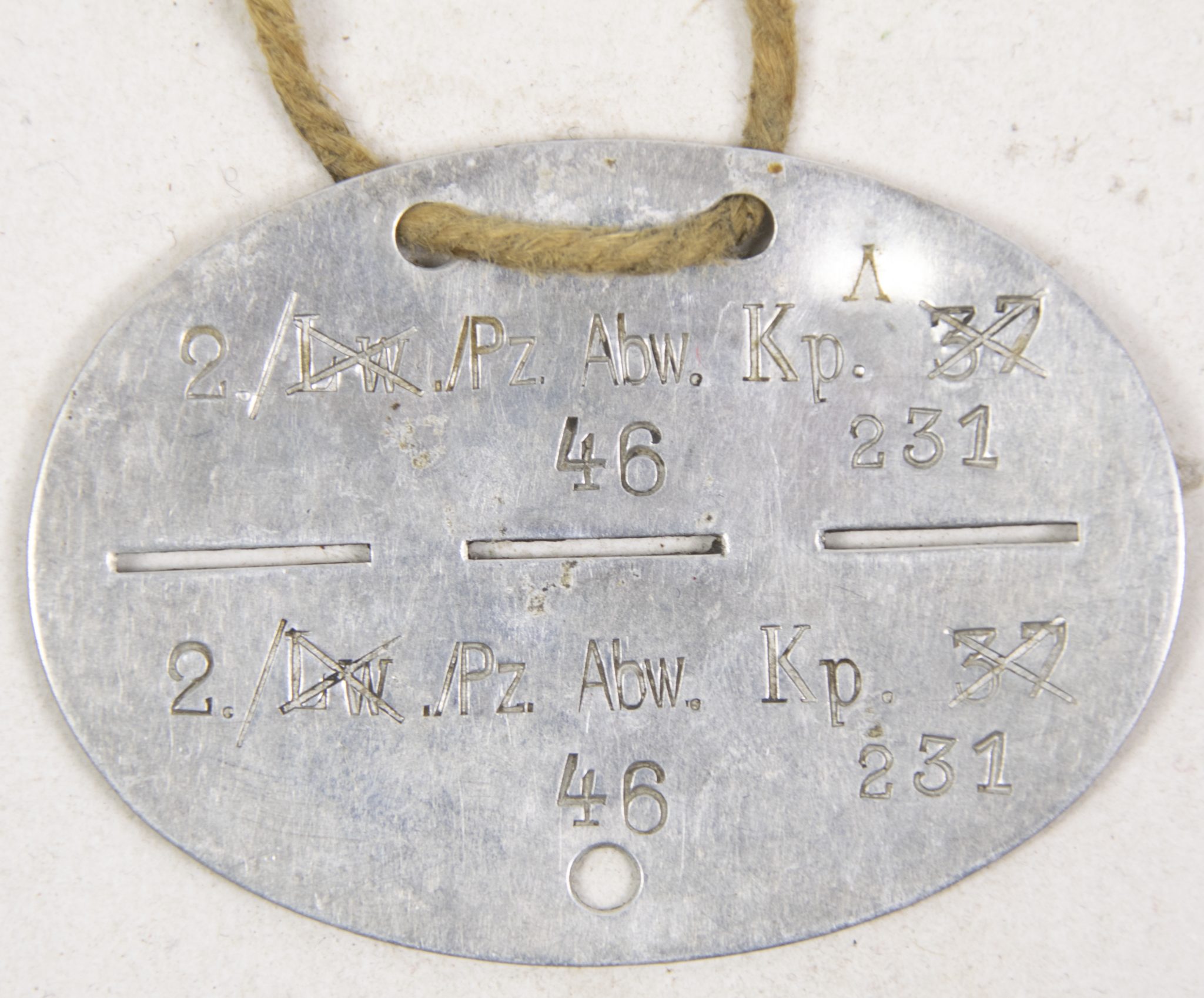 Erkennungsmarke (EKM) 2. LWPz. Abw. Kp. 37 (232) Erkennungsmarke (EKM) 2. LWPz. Abw. Kp. 37 (231)