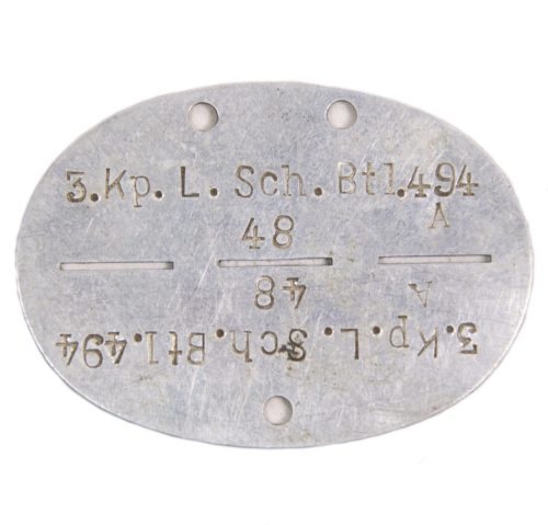 Erkennungsmarke (EKM) 3. Kp.L. Sch. Btl. 494