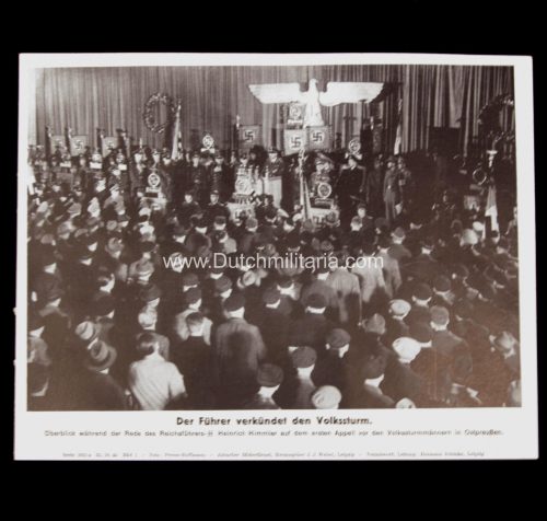 German WWII Bilderkasten paper photo - SS Himmler Der Führer verkündete den Volkssturm