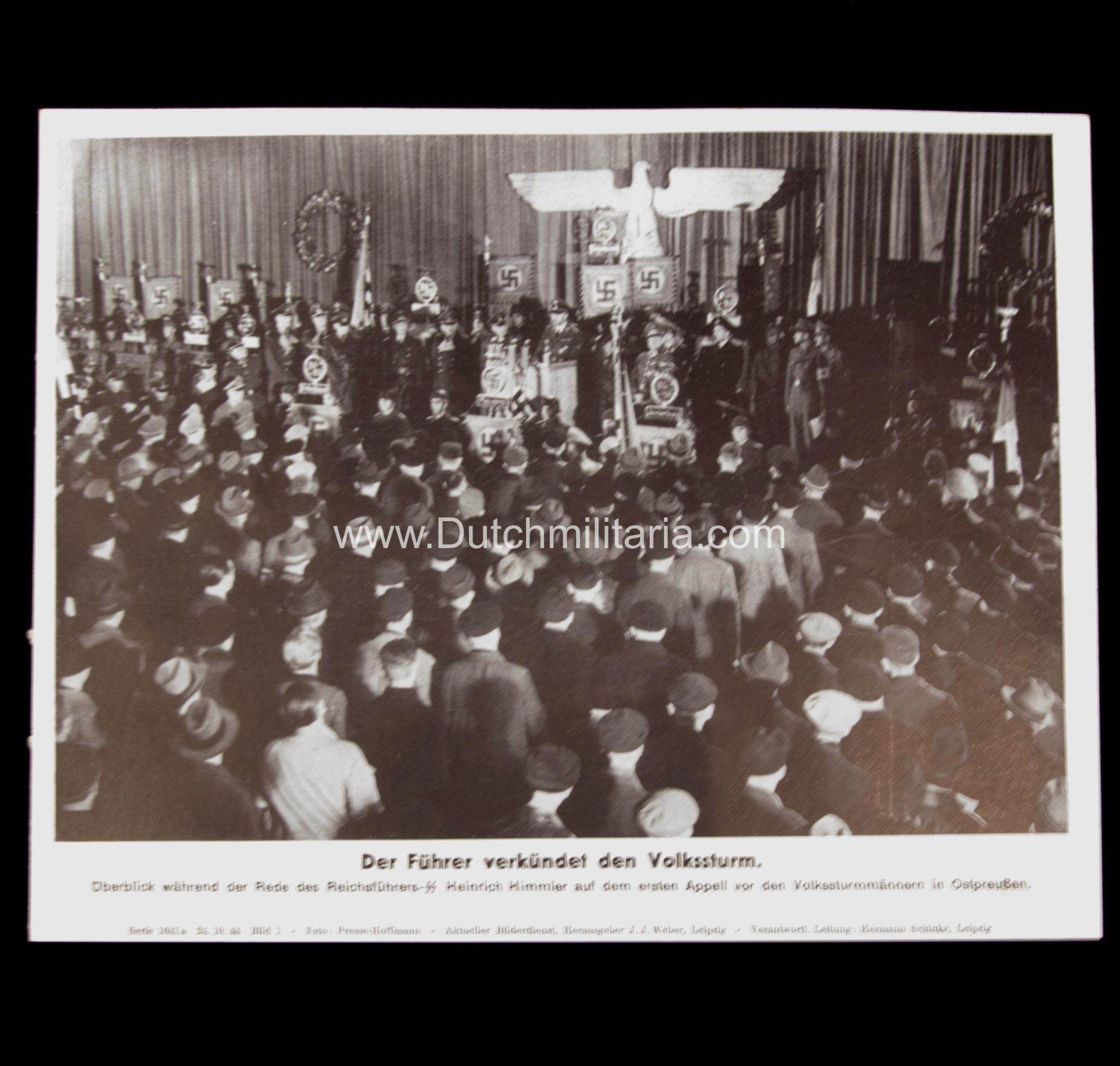 German WWII Bilderkasten paper photo - SS Himmler Der Führer verkündete den Volkssturm