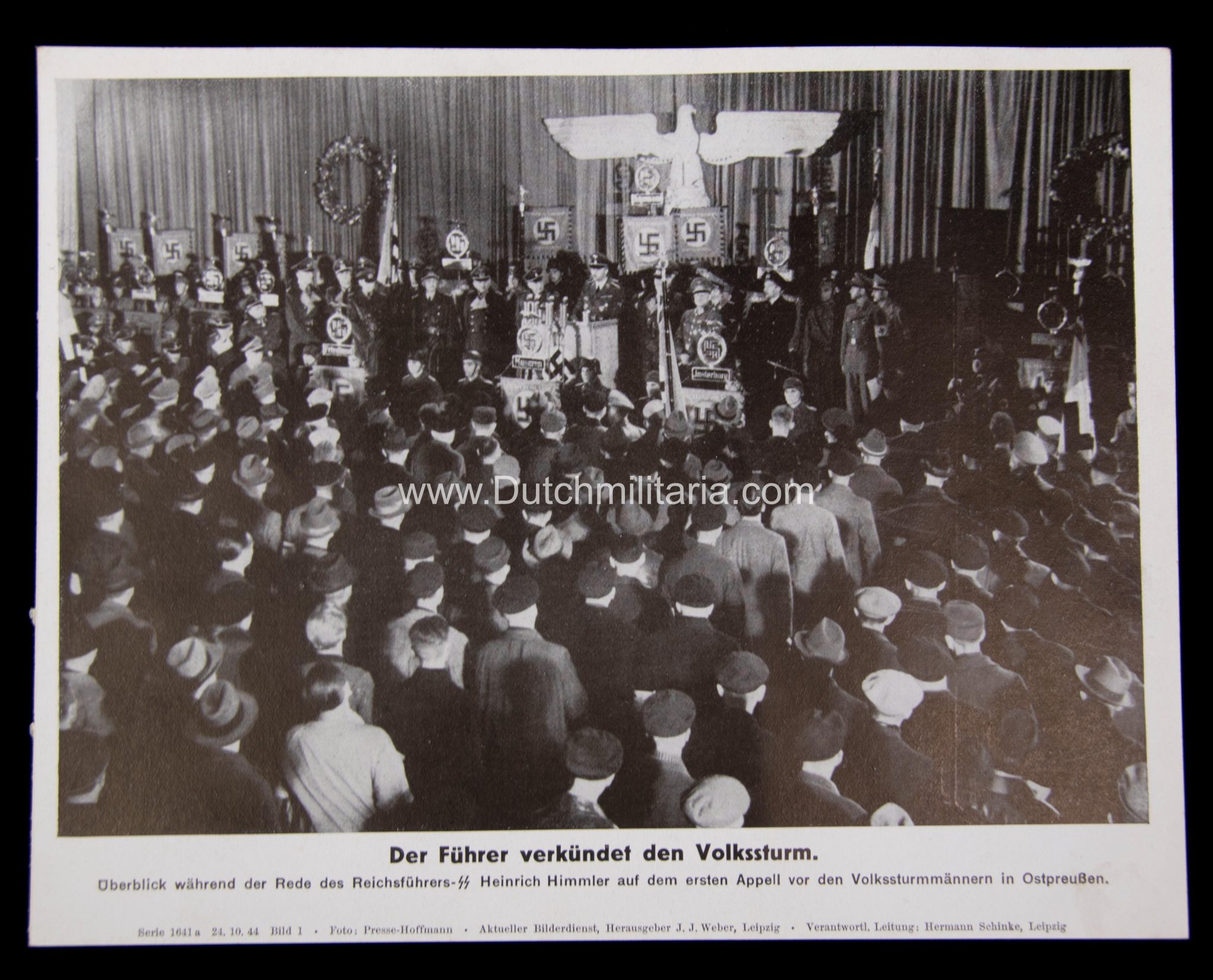 German WWII Bilderkasten paper photo - SS Himmler Der Führer verkündete den Volkssturm