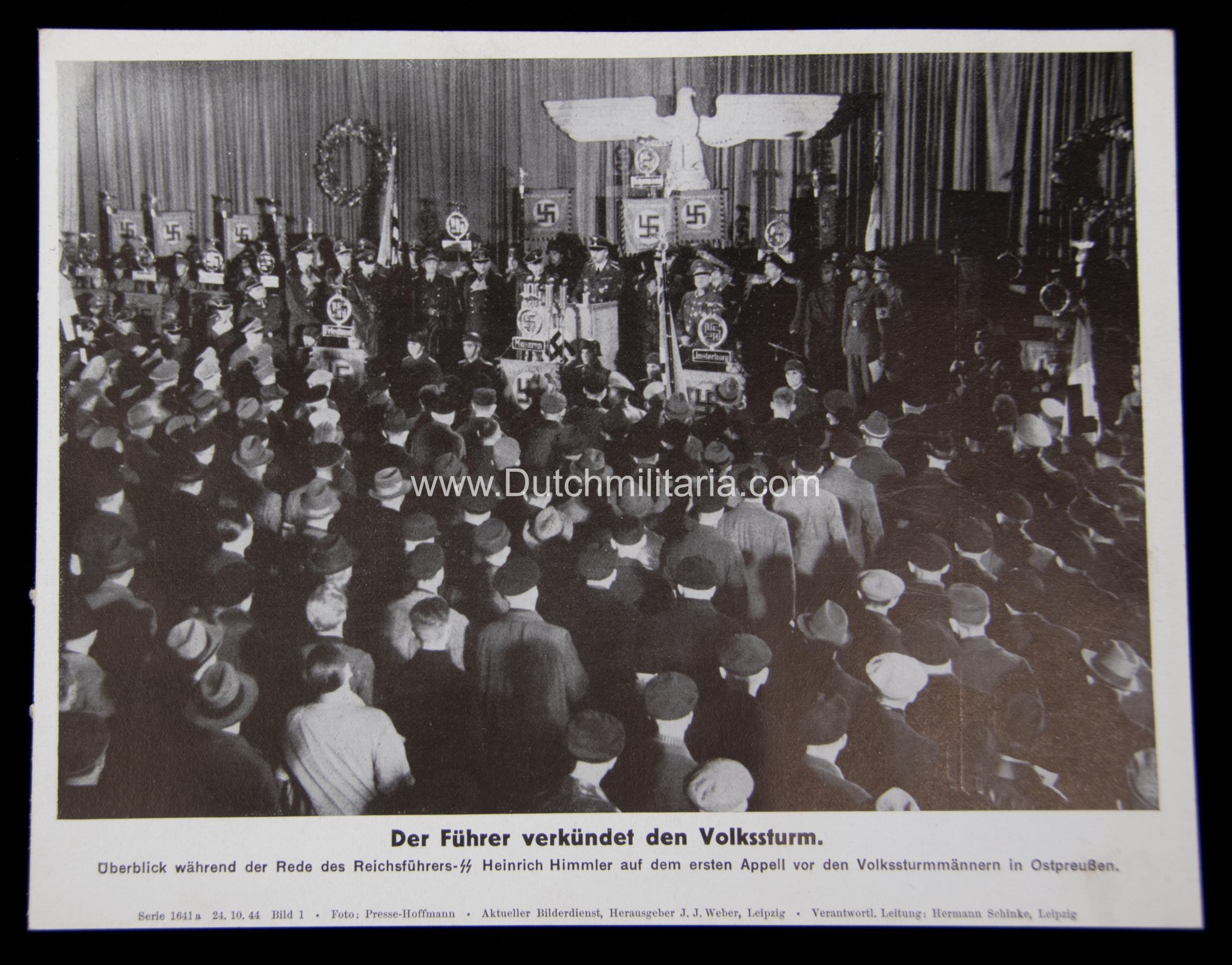 German WWII Bilderkasten paper photo - SS Himmler Der Führer verkündete den Volkssturm