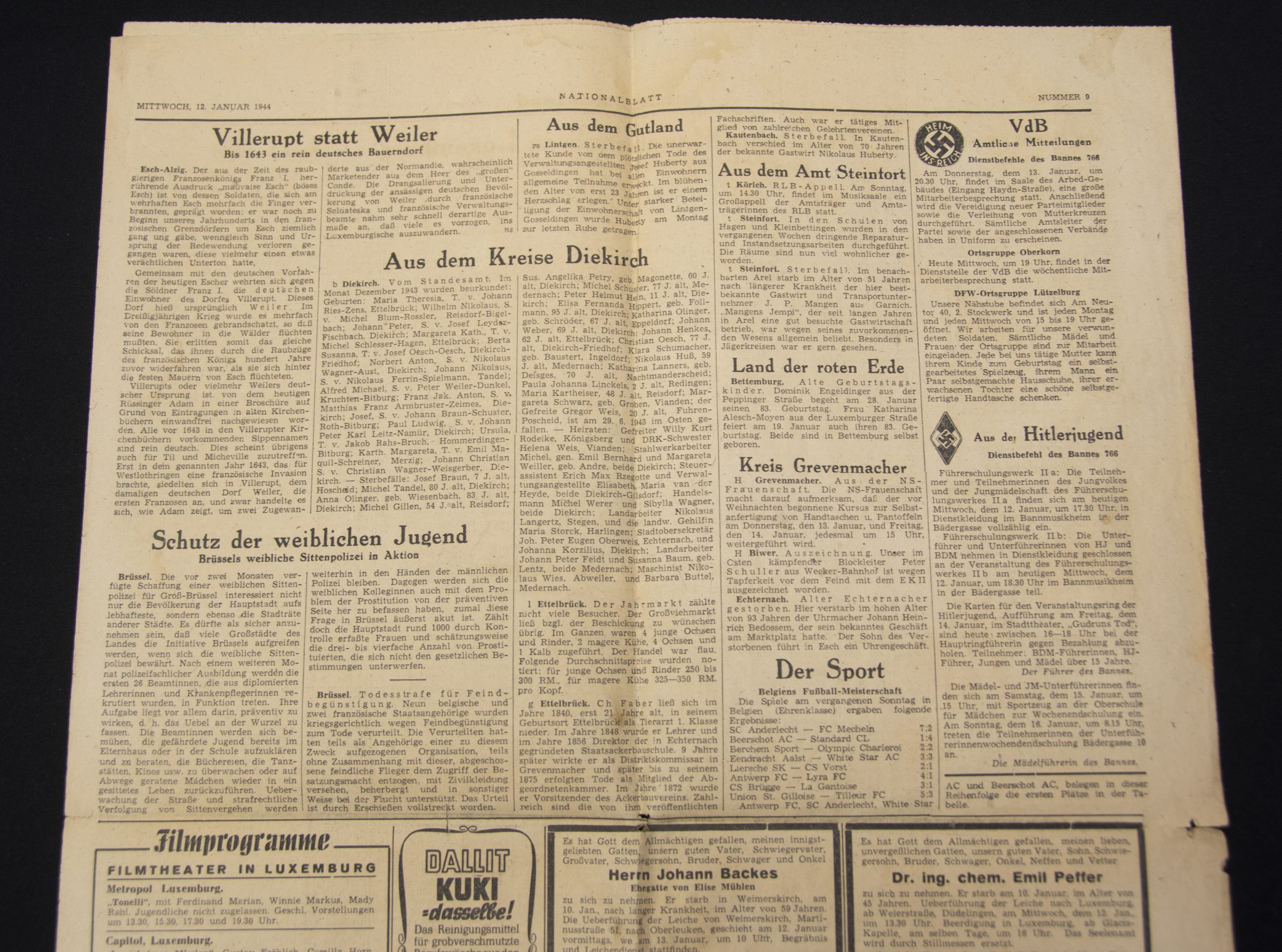 (Newspaper) Nationalblatt - Gauzeitung Moselland - Ausgabe Luxemburg 12 Januar 1944 - rare - Image 14