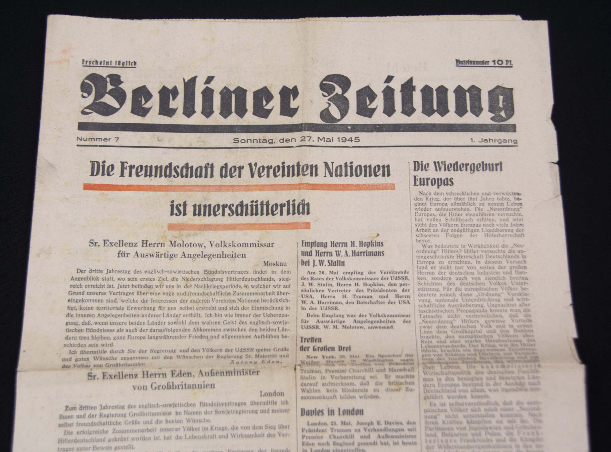 (Newspaper) Berliner Zeitung 27. Mai 1945 (2) (Newspaper) Berliner Zeitung 27. Mai 1945