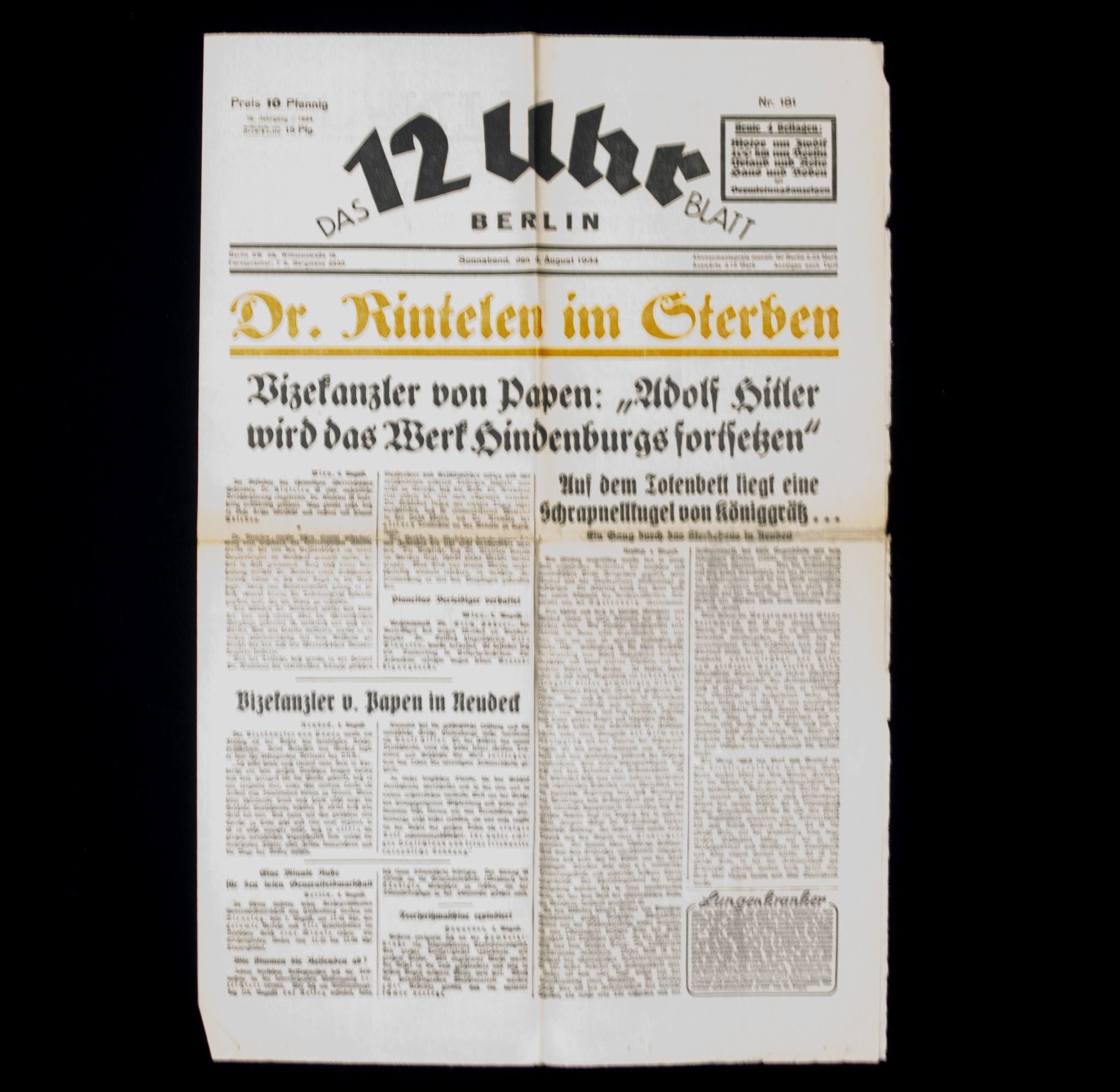 (Newspaper) Das 12 Yhr Blatt Berlin – 4. August 1934 (3) (Newspaper) Das 12 Yhr Blatt Berlin - 4. August 1934
