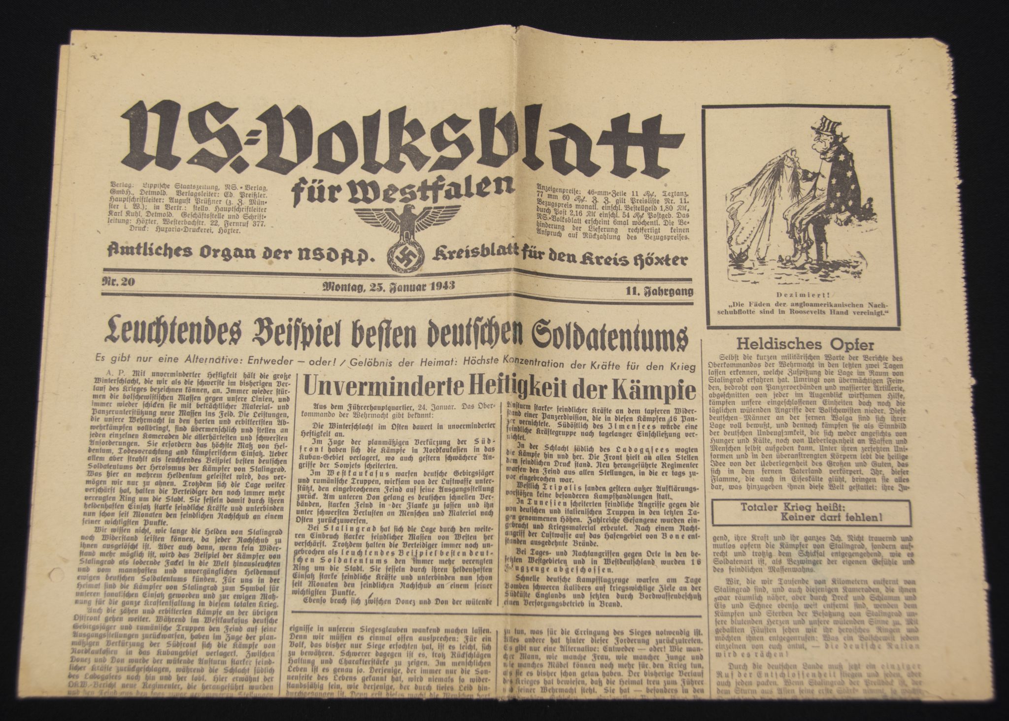 (Newspaper) NS.-Volksblatt für Westfalen – Amtliches organ der NSDAP Kreisblatt fur den Kreis Röxter (1944) (Newspaper) NS.-Volksblatt für Westfalen - Amtliches organ der NSDAP Kreisblatt fur den Kreis Röxter (1943)