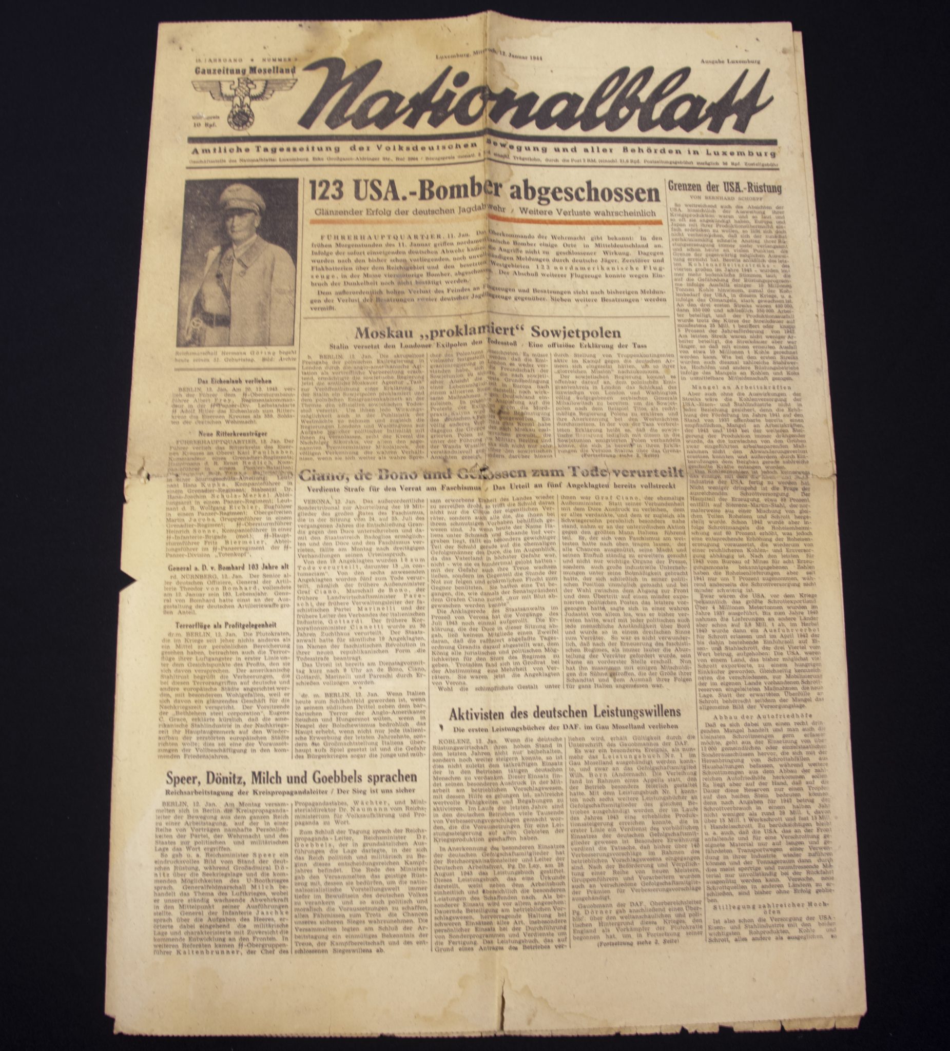 (Newspaper) Nationalblatt - Gauzeitung Moselland - Ausgabe Luxemburg 12 Januar 1944 - rare - Image 3