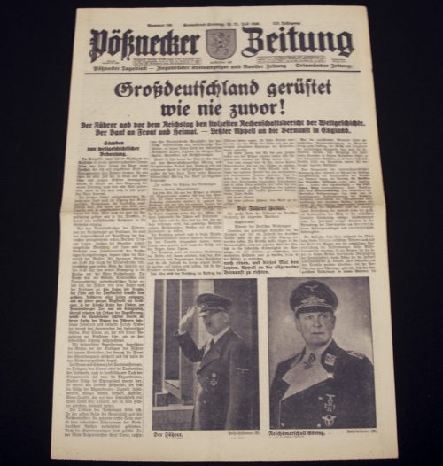 (Newspaper) Pößnecker Zeitung Nr. 168 - 20.21. Juli 1940 - rare