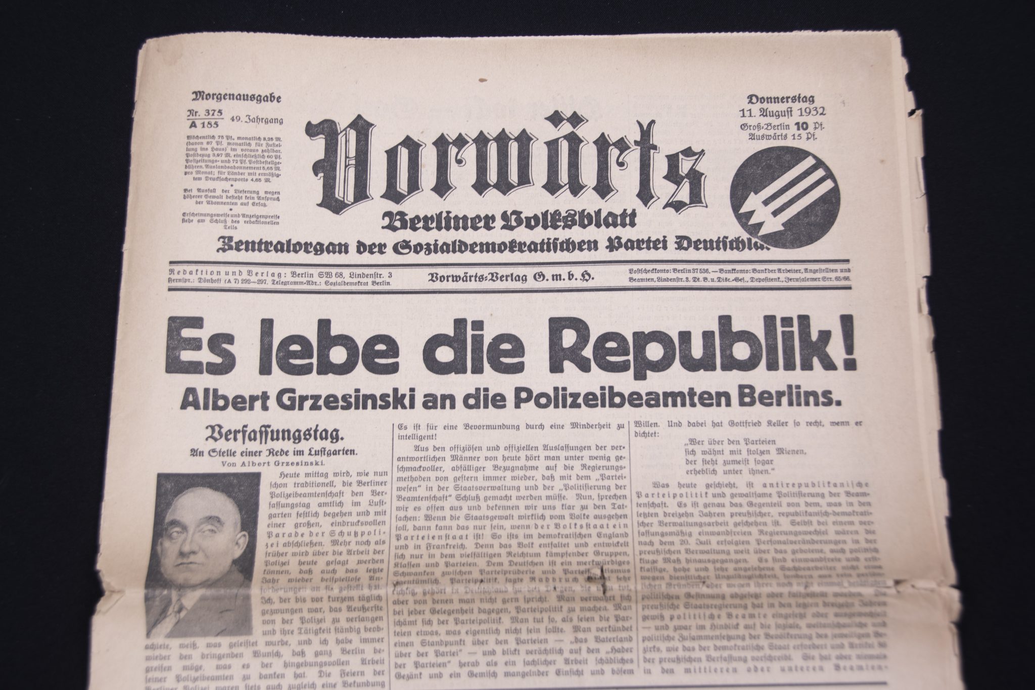 (Newspaper) Vorwärts Berliner Volksblatt – 11. August 1932 (2) (Newspaper) Vorwärts Berliner Volksblatt - 11. August 1932