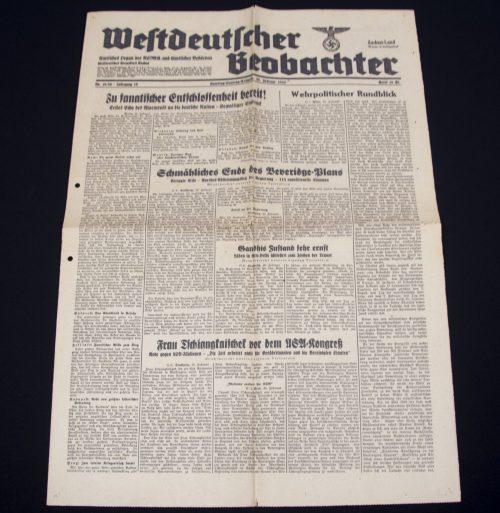 (Newspaper) Westdeutscher Beobachter 20. februar 1943 - Aachen-Land