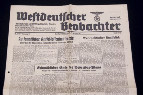 (Newspaper) Westdeutscher Beobachter 20. februar 1943 - Aachen-Land