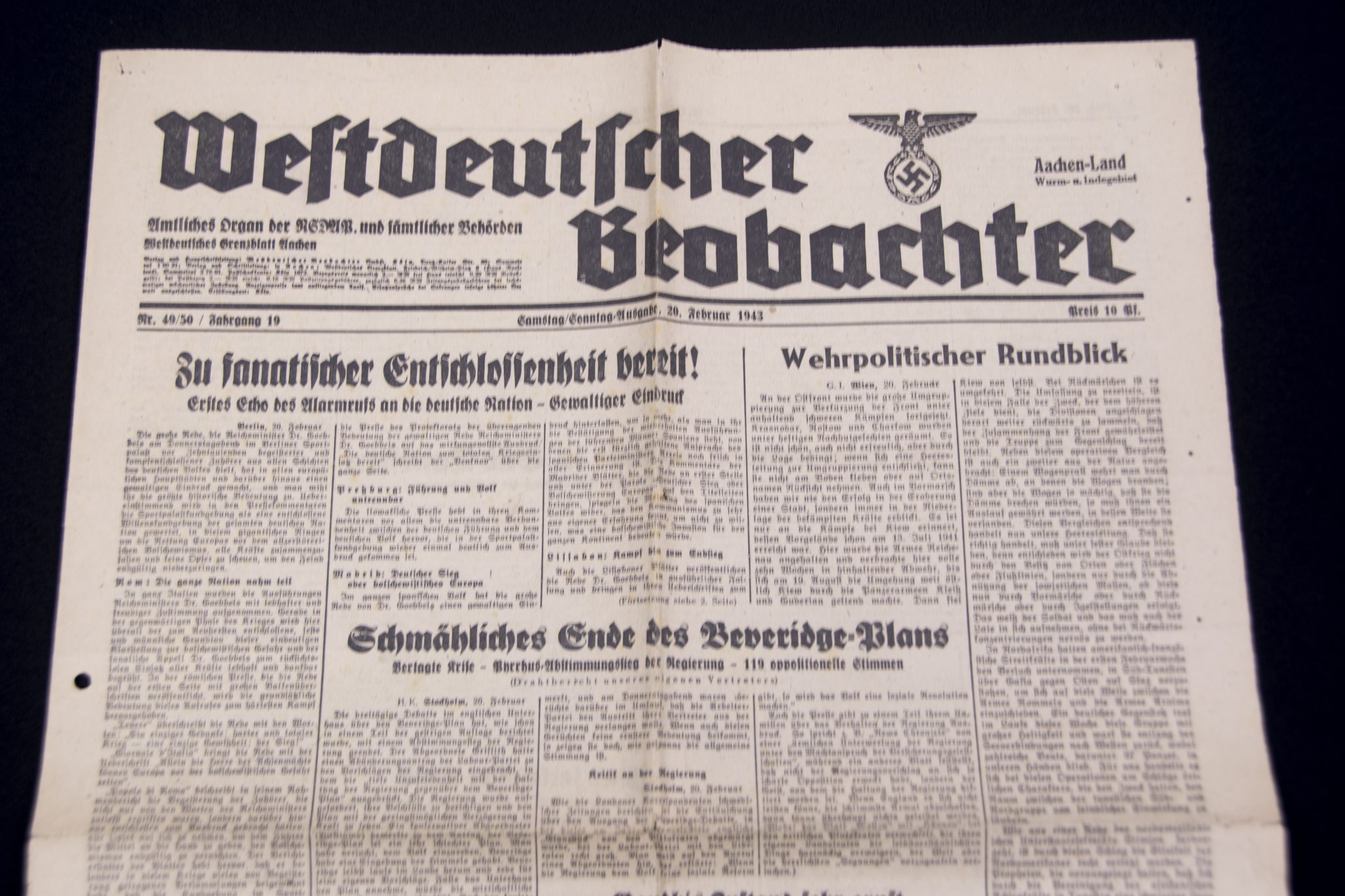 (Newspaper) Westdeutscher Beobachter 20. februar 1943 – Aachen-Land (2) (Newspaper) Westdeutscher Beobachter 20. februar 1943 - Aachen-Land