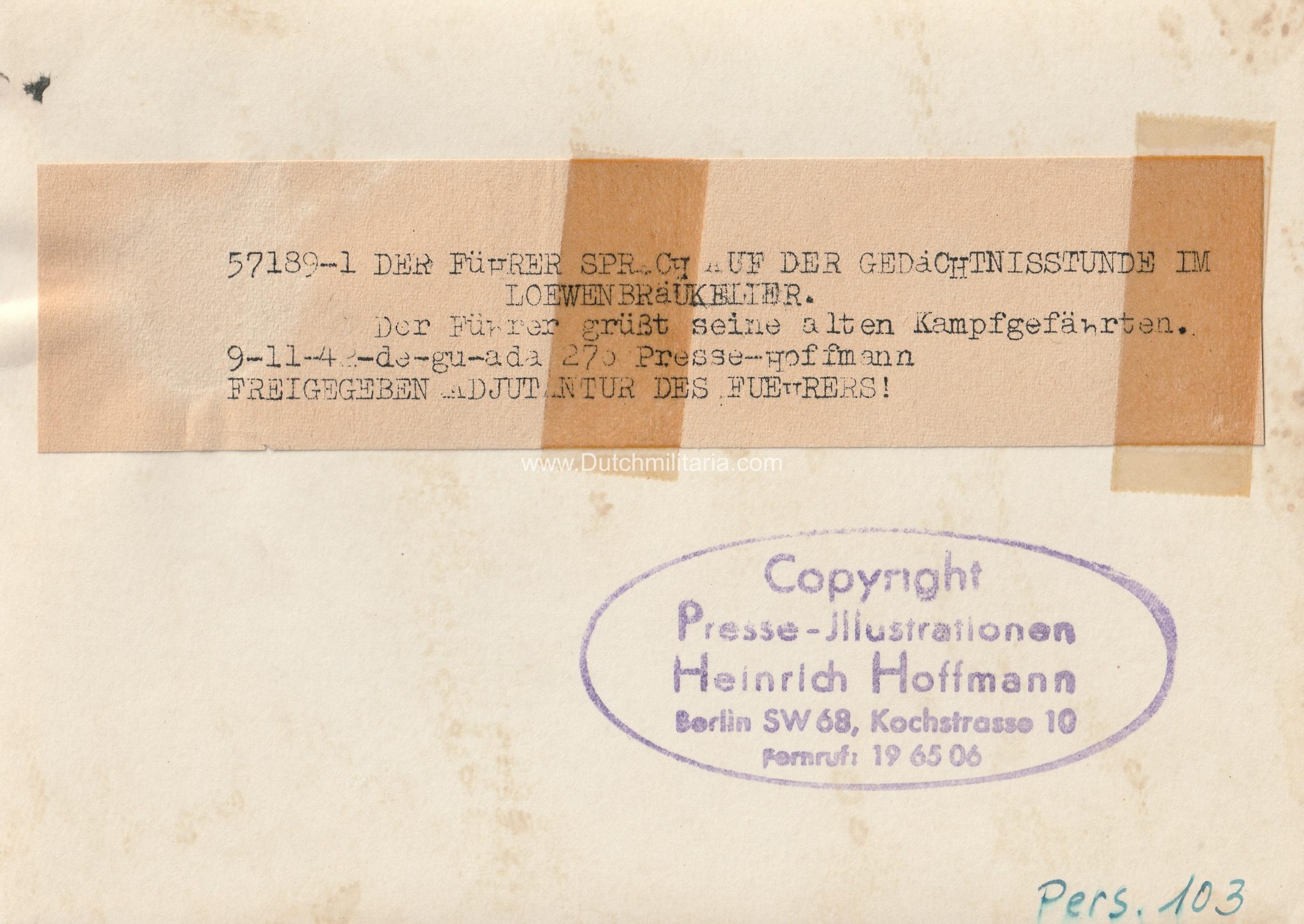 (Pressphoto) Der Führer spracht auf der Gedächtnisstunde im Loewenbräukeller (1943) (Pressphoto) Der Führer spracht auf der Gedächtnisstunde im Loewenbräukeller (1942)