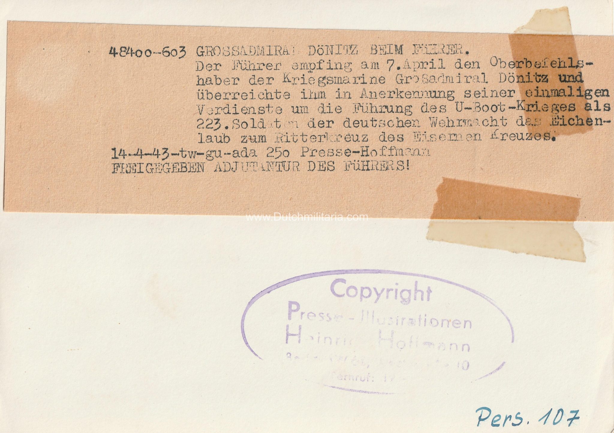 (Pressphoto) Grossadmiral Dönitz beim Führer (1944) (Pressphoto) Grossadmiral Dönitz beim Führer (1943)