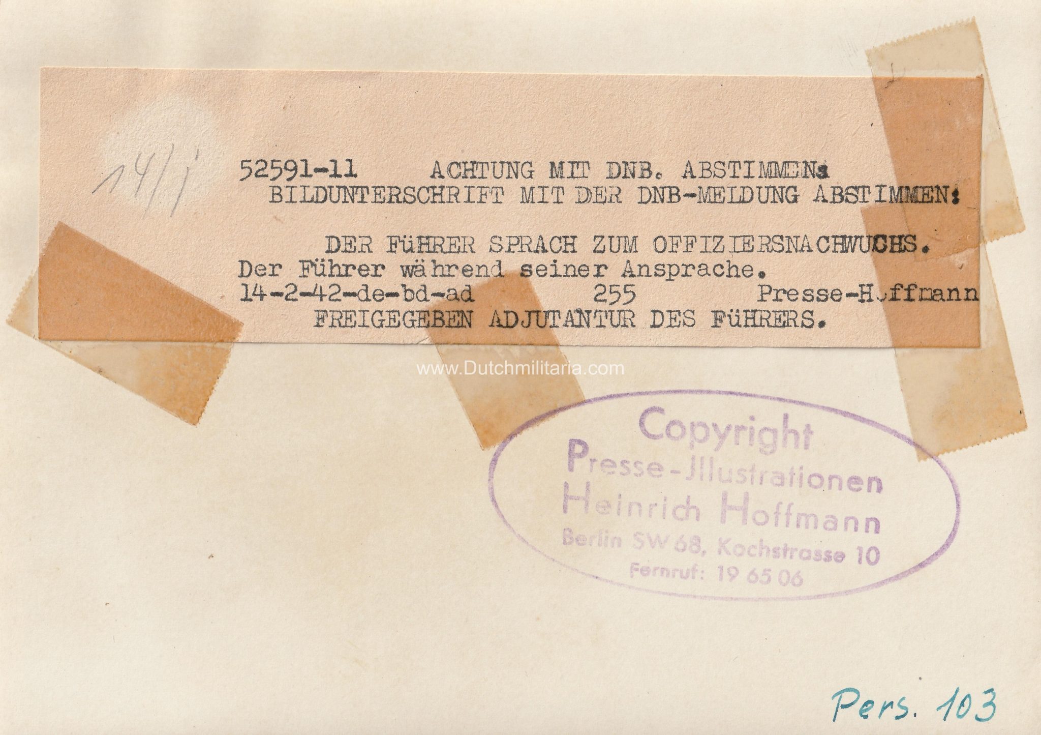 (Pressphoto) der Führer sprach zum Offiziersnachwuchs (1942) (Pressphoto) der Führer sprach zum Offiziersnachwuchs (1942)