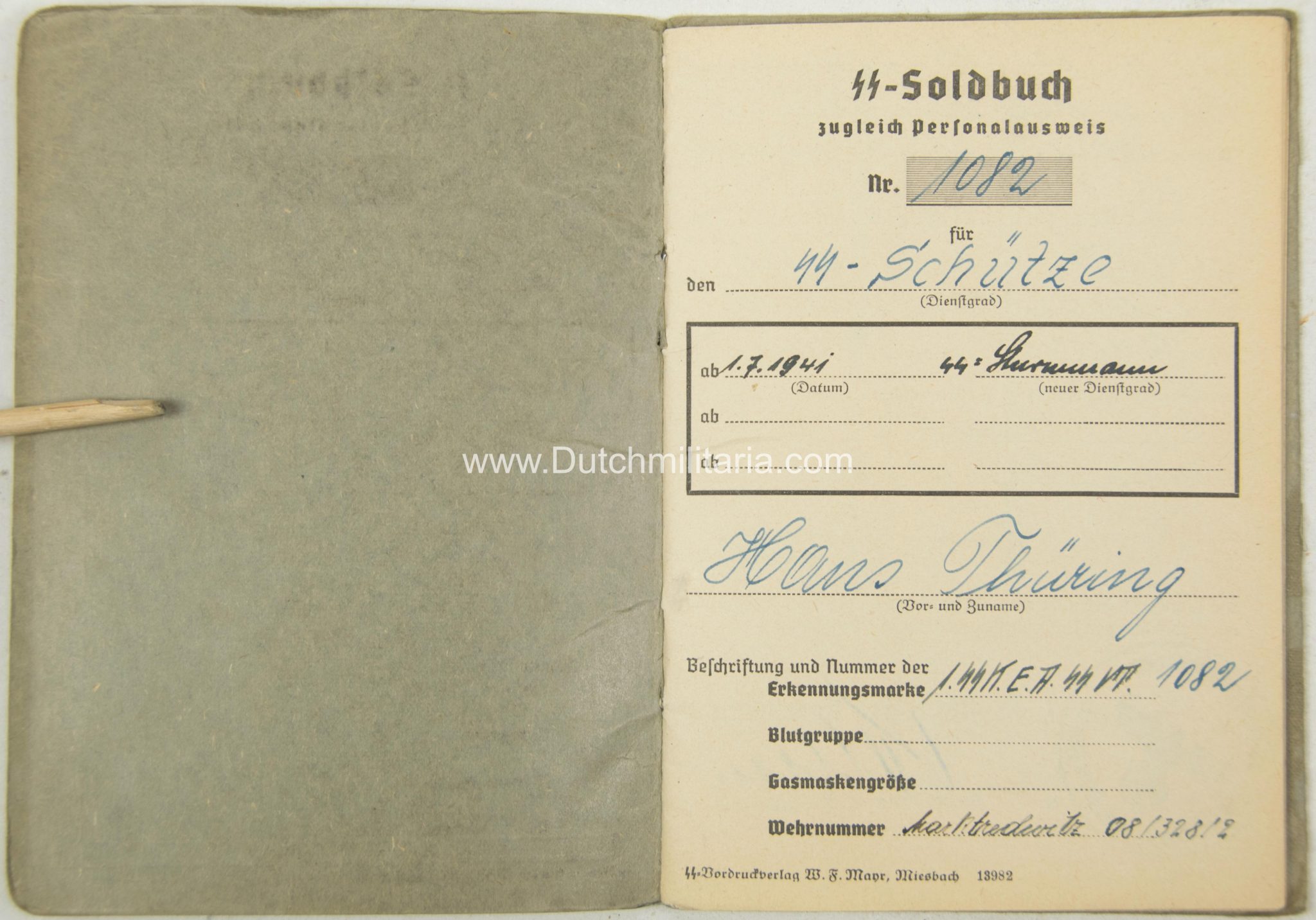 SS Soldbuch – 1.SS Kraftfahr.Ers.Abt.SS Verfügungstruppe (2)