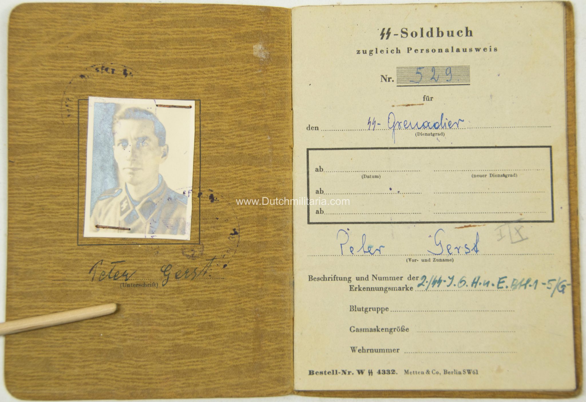 SS Soldbuch – Hungarian Volunteer 13.SS-Pz.Gren. Rgt.40 (3) SS soldbuch