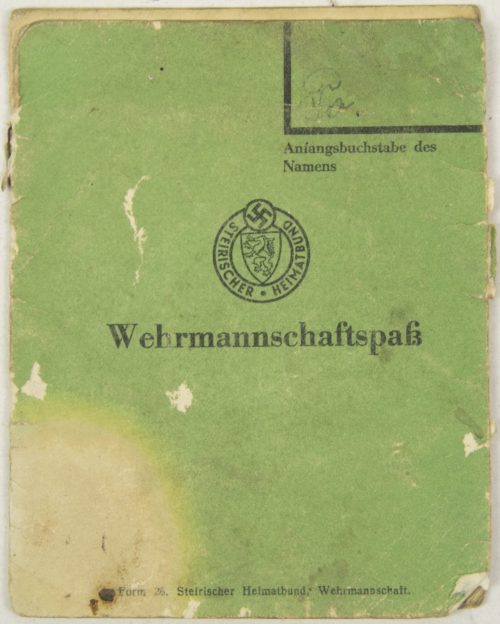 Steirischer Heimatbund Wehrmannschaftspass + 2 Teilnehmerkarten
