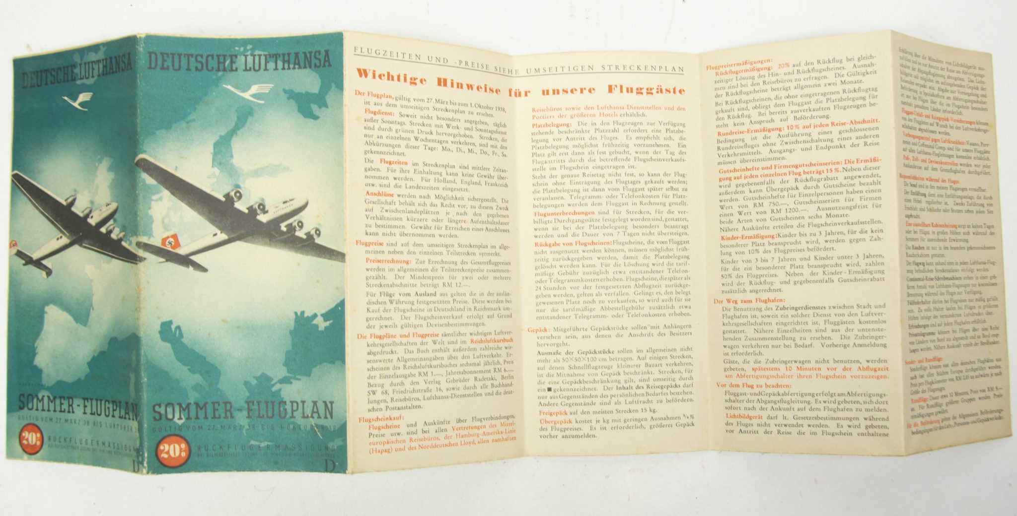 Deutsche Lufthanse Sommer-Flugplan (1940) Deutsche Lufthanse Sommer-Flugplan (1938)