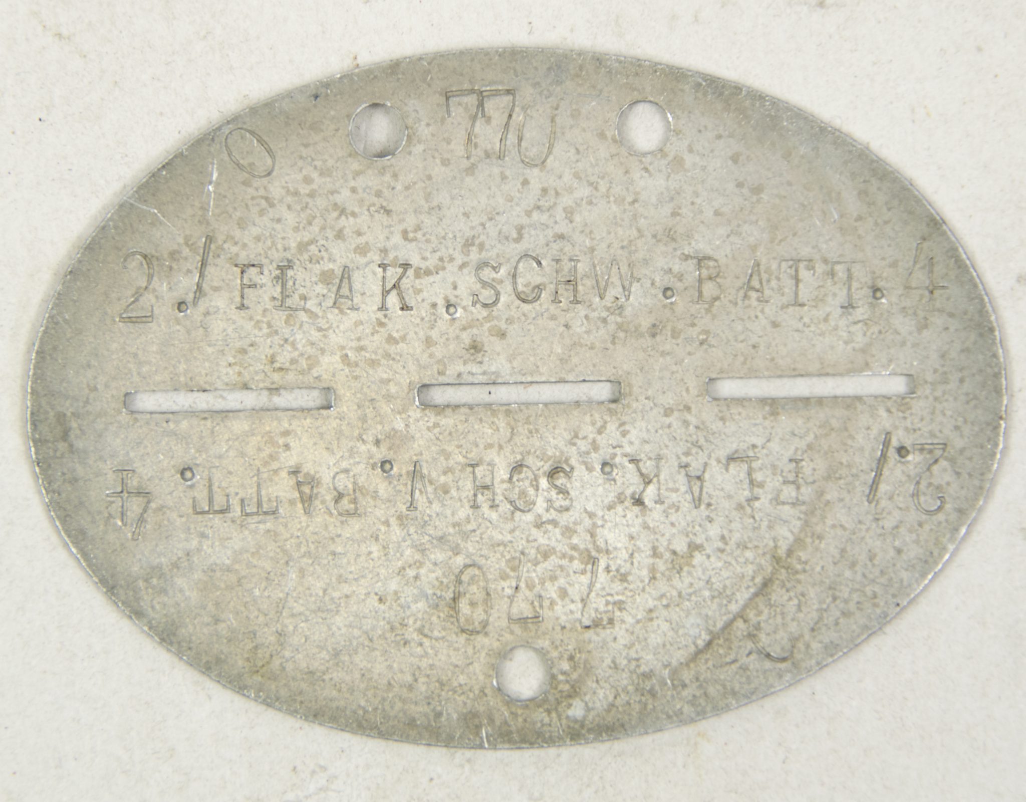 Erkennungsmarke (EKM) 2.Flak. Schw.Batt.4 (2) Erkennungsmarke (EKM) 2.Flak. Schw.Batt.4