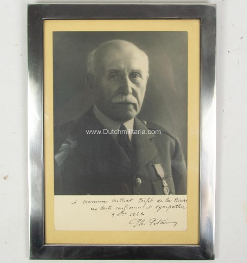 (France) Marshal Pétain framed photo + dedication - RARE