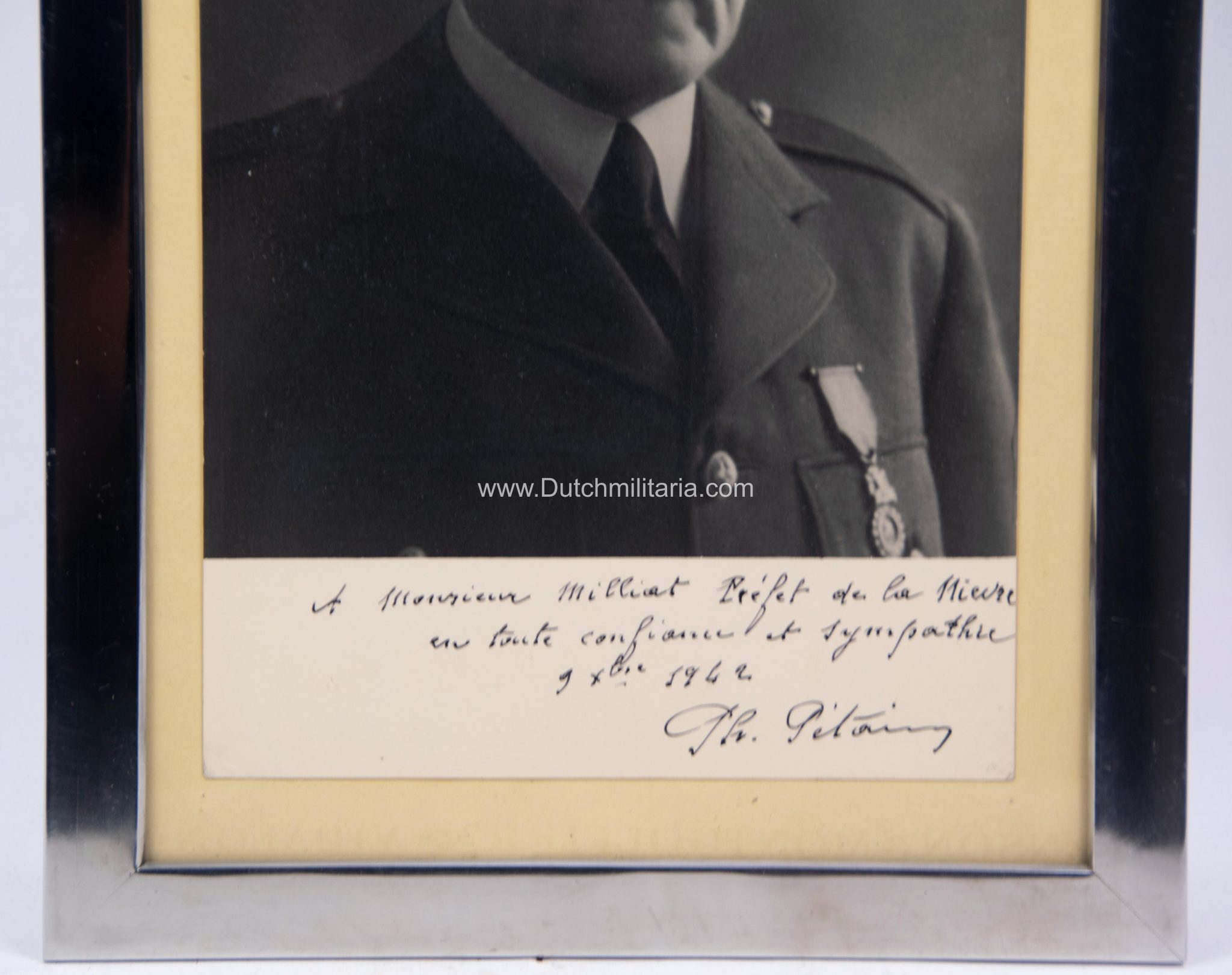 (France) Marshal Pétain framed photo + dedication - RARE - Image 6