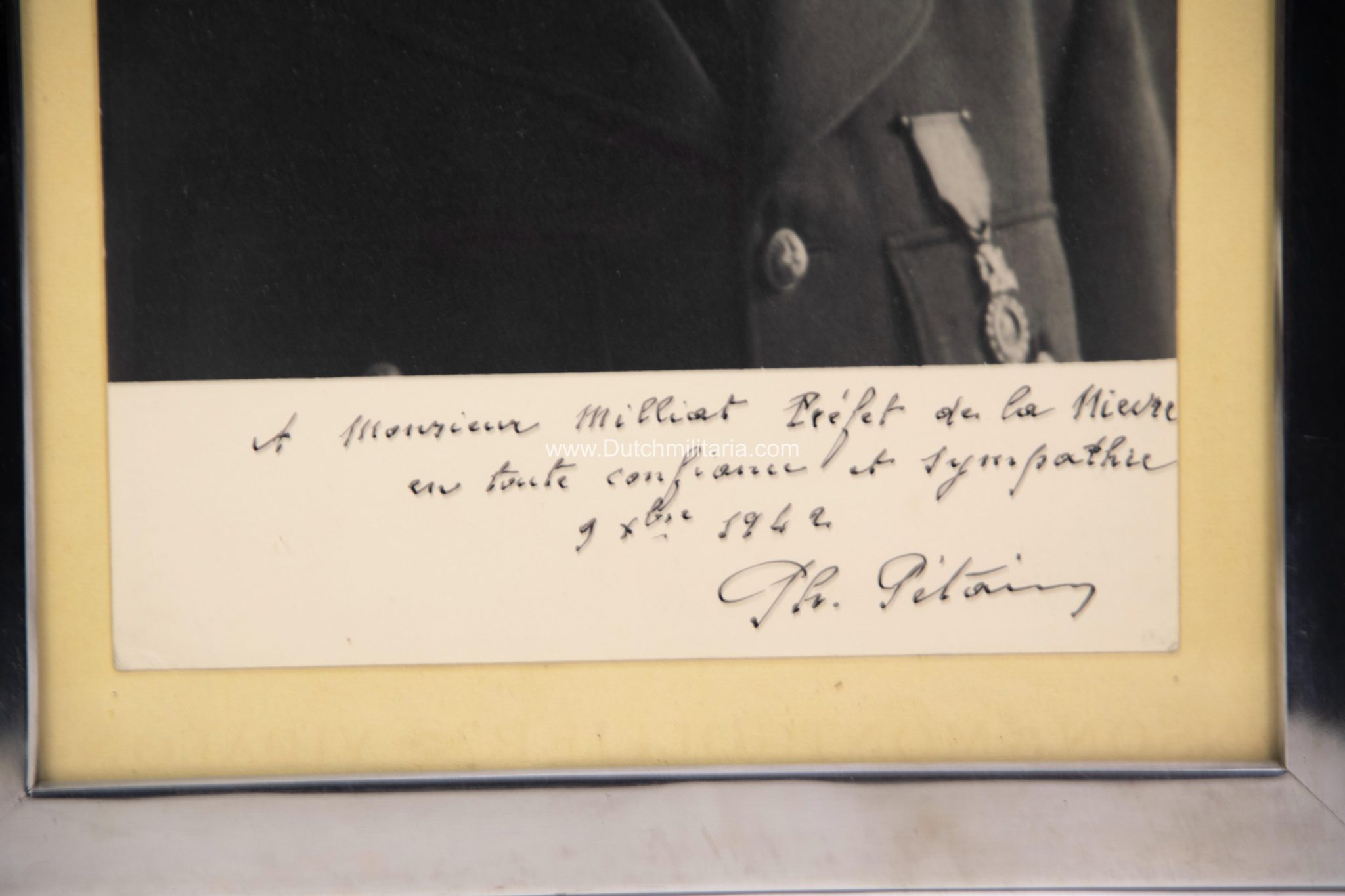 (France) Marshal Pétain framed photo + dedication - RARE - Image 7