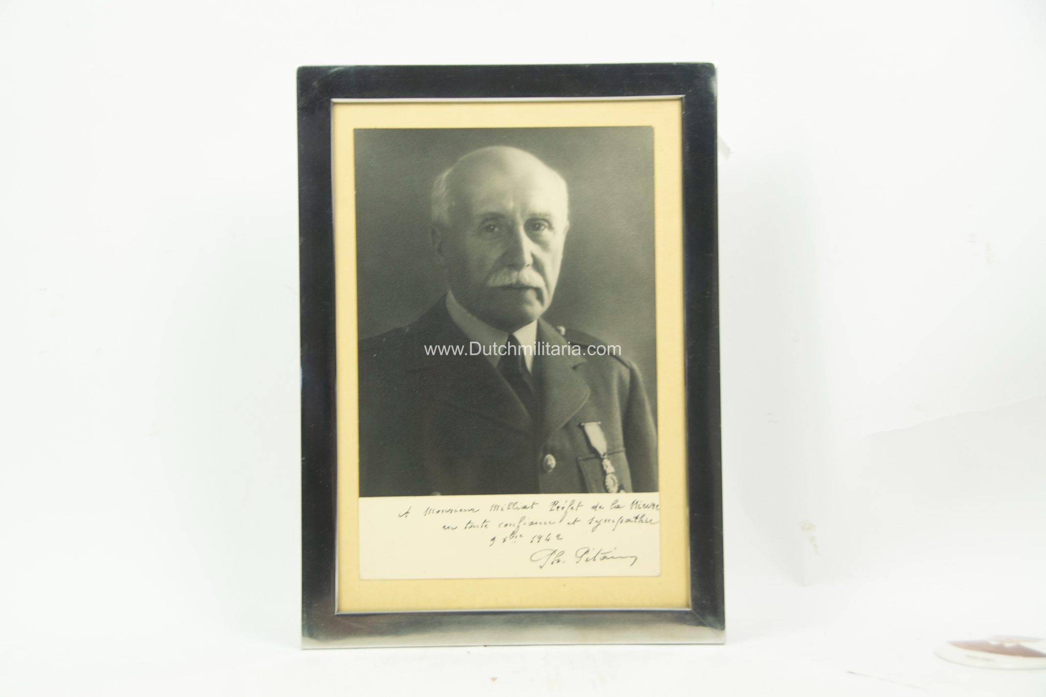 (France) Marshal Pétain framed photo + dedication - RARE - Image 10