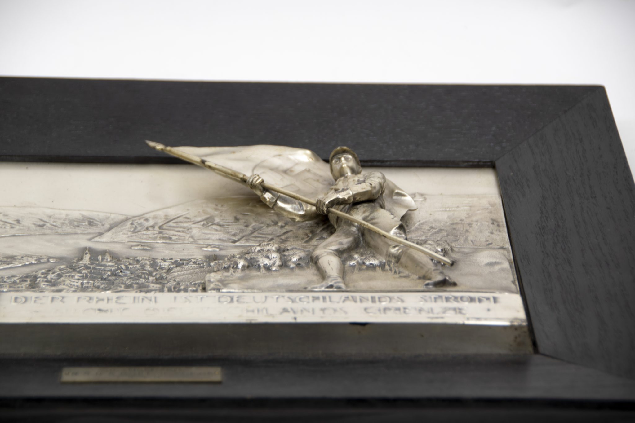 Large N.S.D.A.P Ortsgruppe Atzbach 1940 plaque Der Rhein ist Deutschlands Strom - Nicht Deutschlands Grenze (49x33 cm) - Very Rare