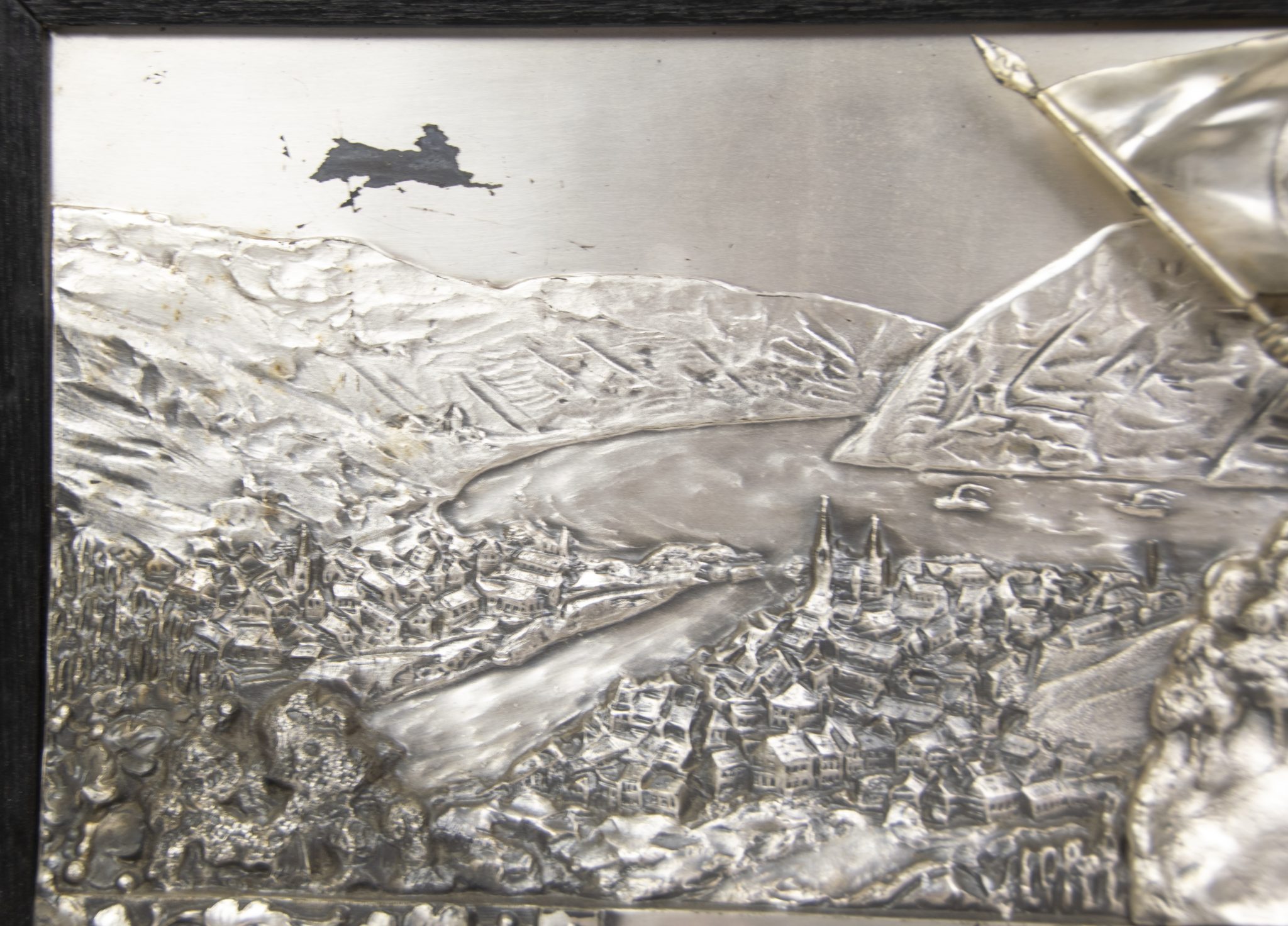 Large N.S.D.A.P Ortsgruppe Atzbach 1940 plaque Der Rhein ist Deutschlands Strom - Nicht Deutschlands Grenze (49x33 cm) - Very Rare