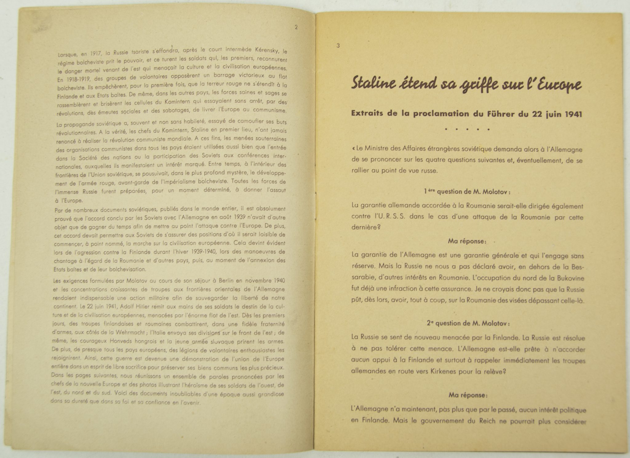 (SS Brochure) La Croisade de L'Europe contre le Bolchevisme (1942)