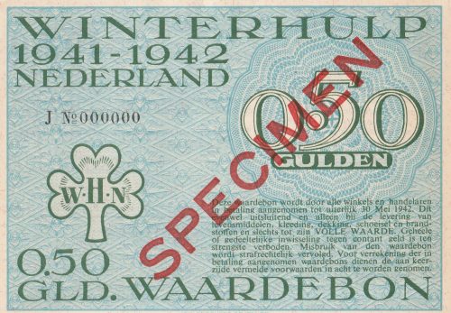Winterhulp Nederland 1940-1941 (WHN) 0,50 Gulden Waardebon (Specimen)