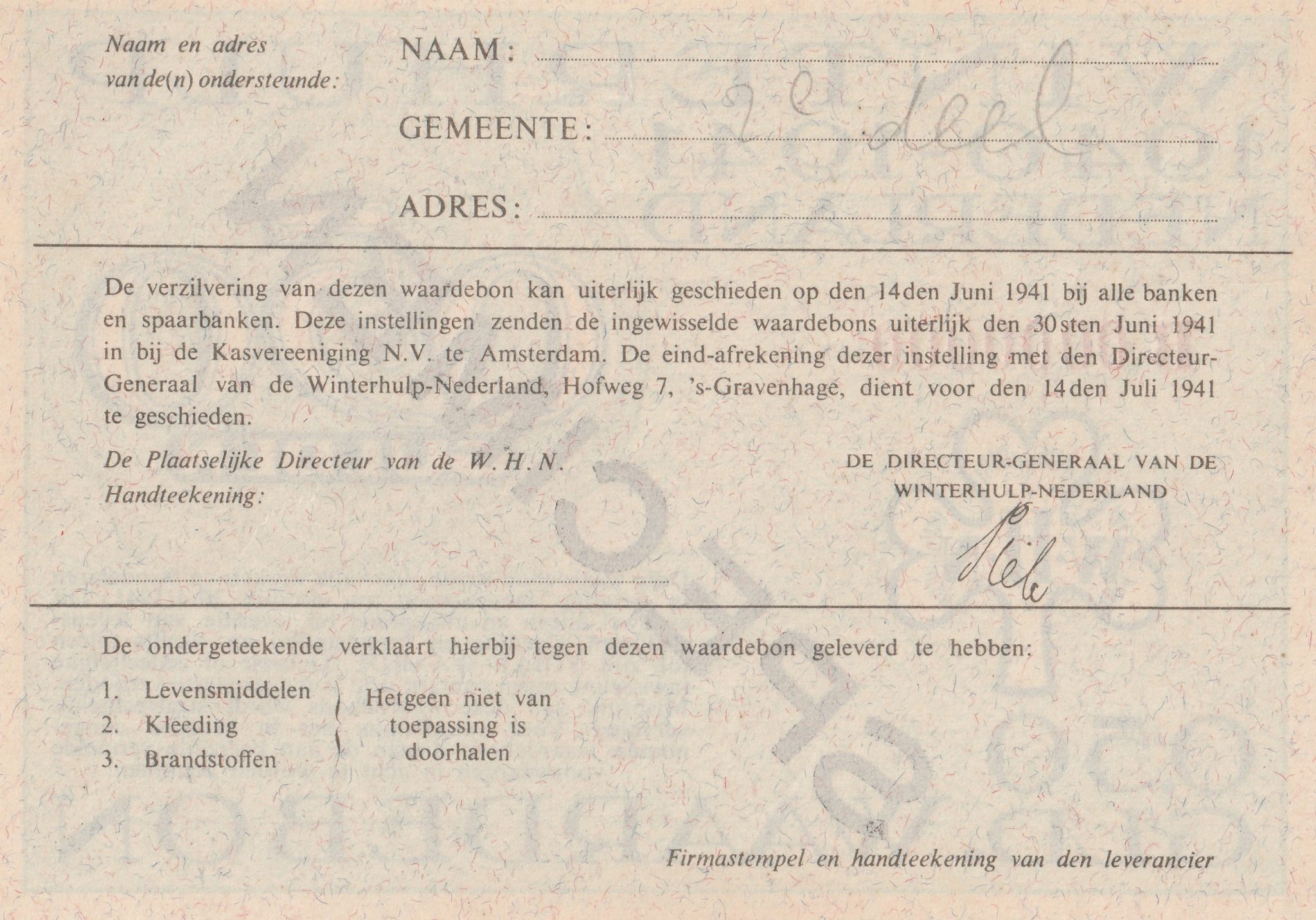 Winterhulp Nederland 1940-1941 (WHN) 0,50 Gulden Waardebon (Specimen) (2) Winterhulp Nederland 1940-1941 (WHN) 0,50 Gulden Waardebon (Specimen)