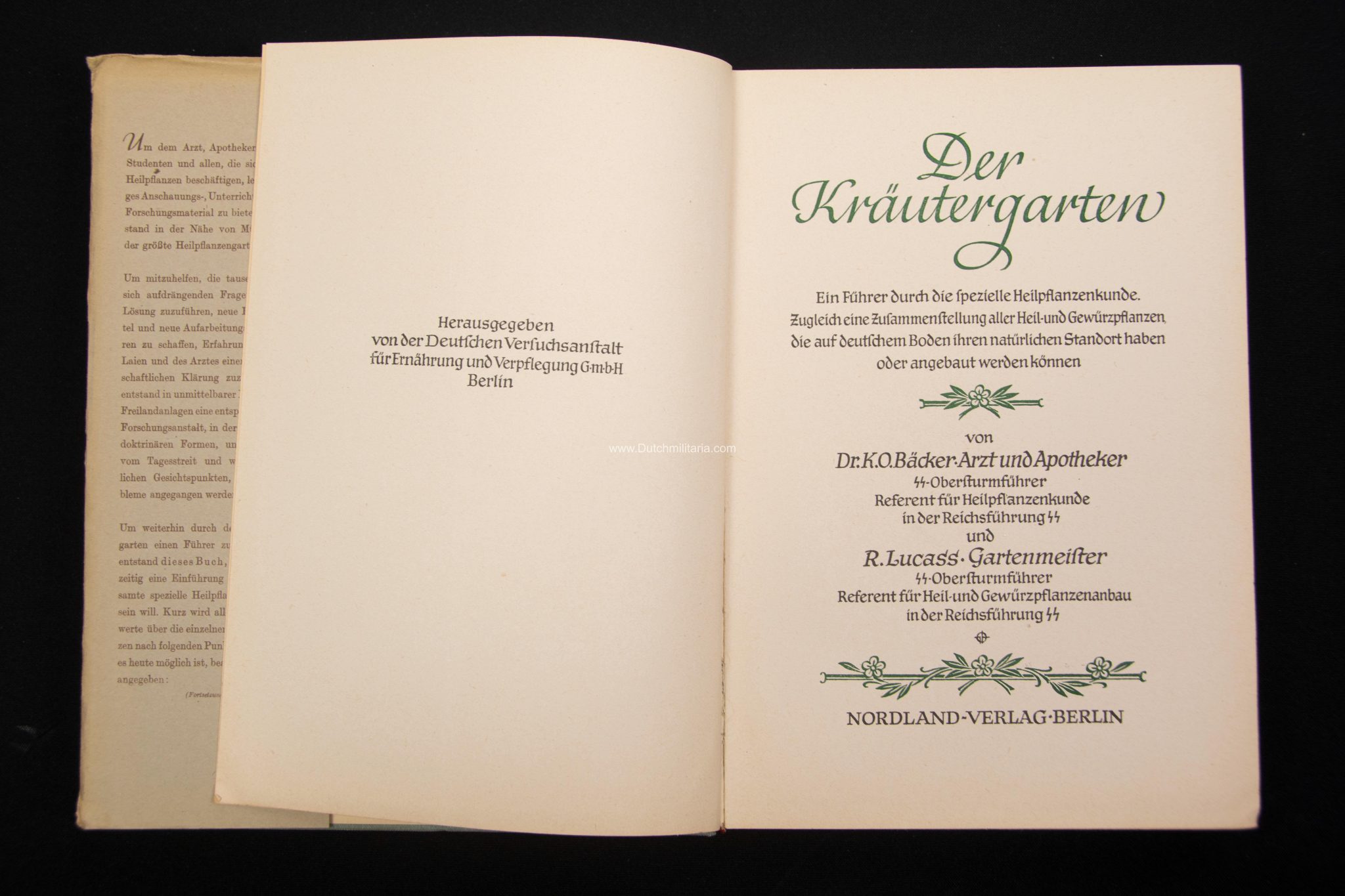 (Book) SS Der Kräutergarten + Dustjacket- Nordland Verlag (1940) - EXTREMELY RARE