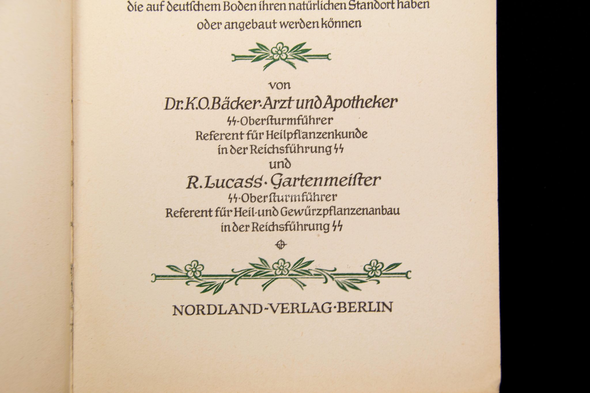 (Book) SS Der Kräutergarten + Dustjacket- Nordland Verlag (1940) - EXTREMELY RARE