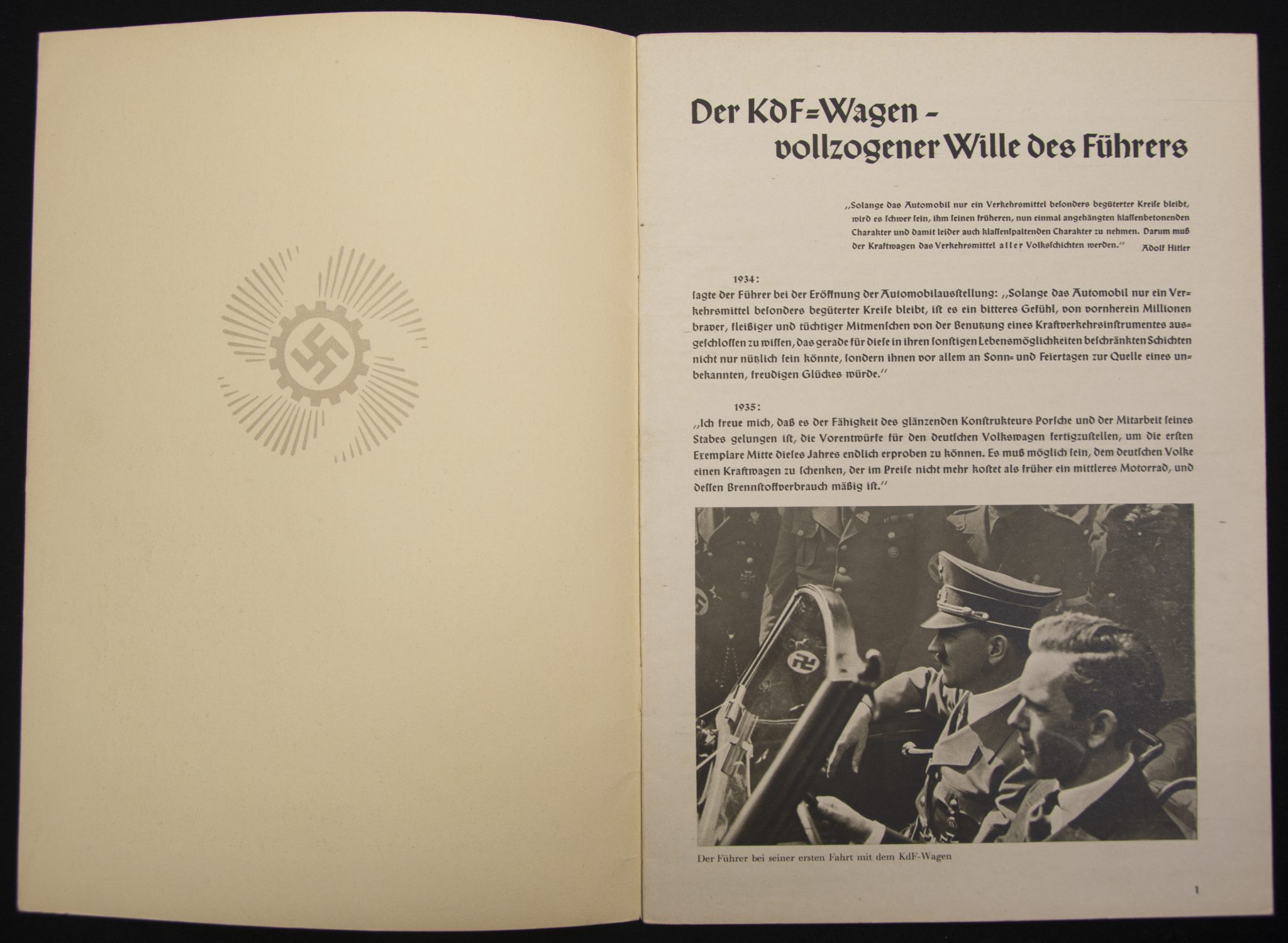 (Booklet) Dein KdF-Wagen (Volkswagen) Der KdF-Wagen – vollzogener Wille des Führers (1937)