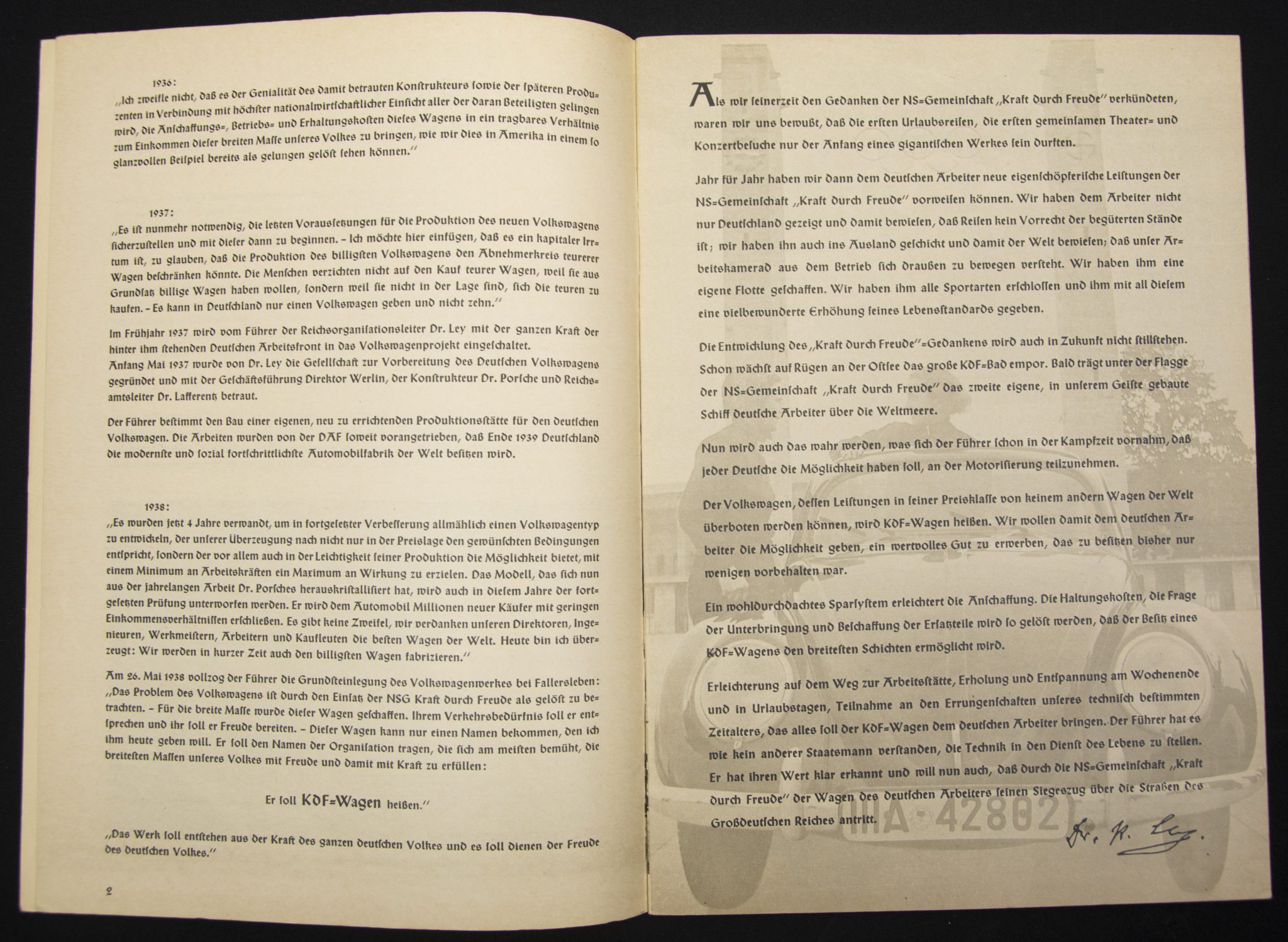(Booklet) Dein KdF-Wagen (Volkswagen) Der KdF-Wagen - vollzogener Wille des Führers (1936)