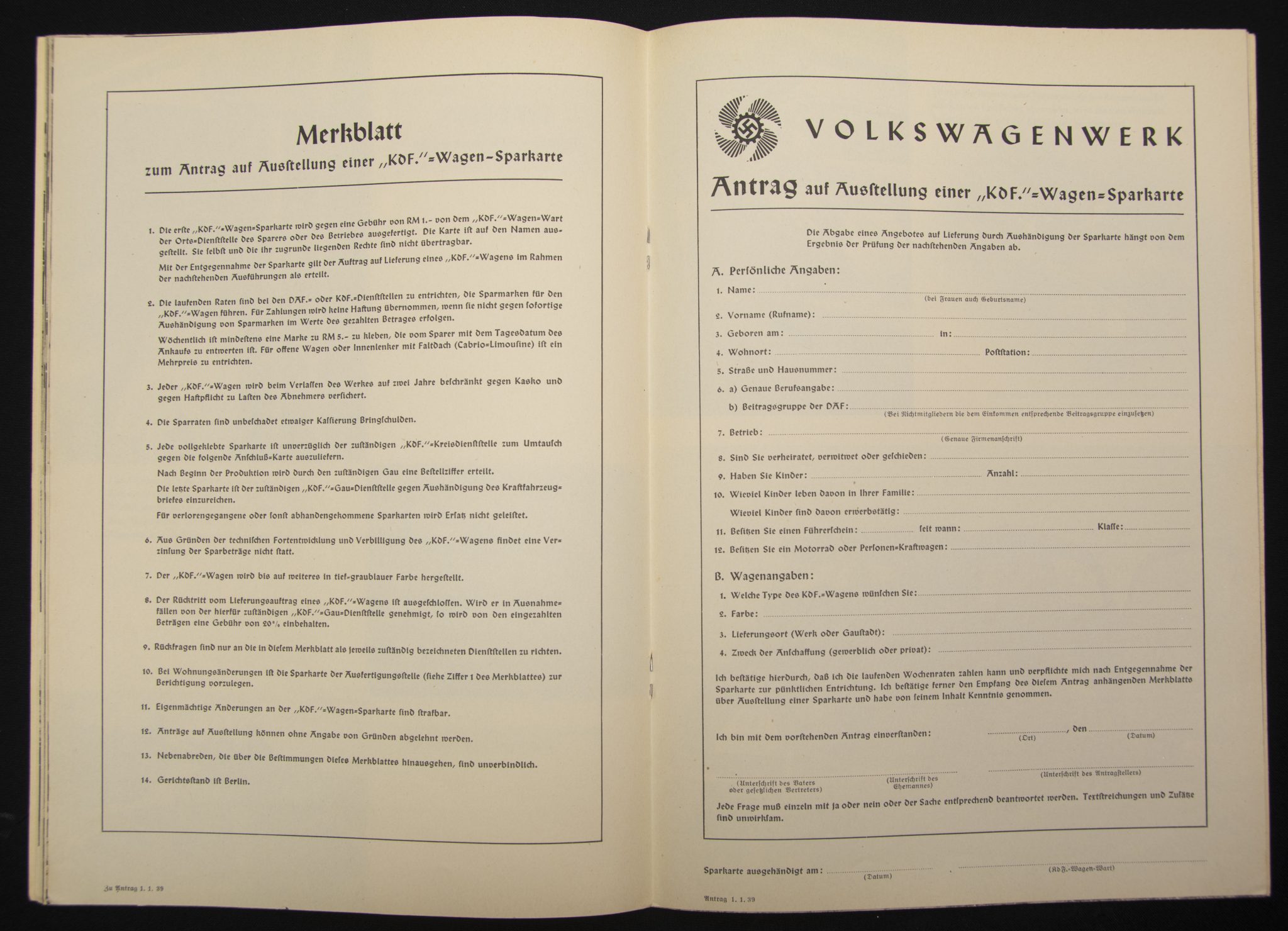 (Booklet) Dein KdF-Wagen (Volkswagen) Der KdF-Wagen - vollzogener Wille des Führers (1936)