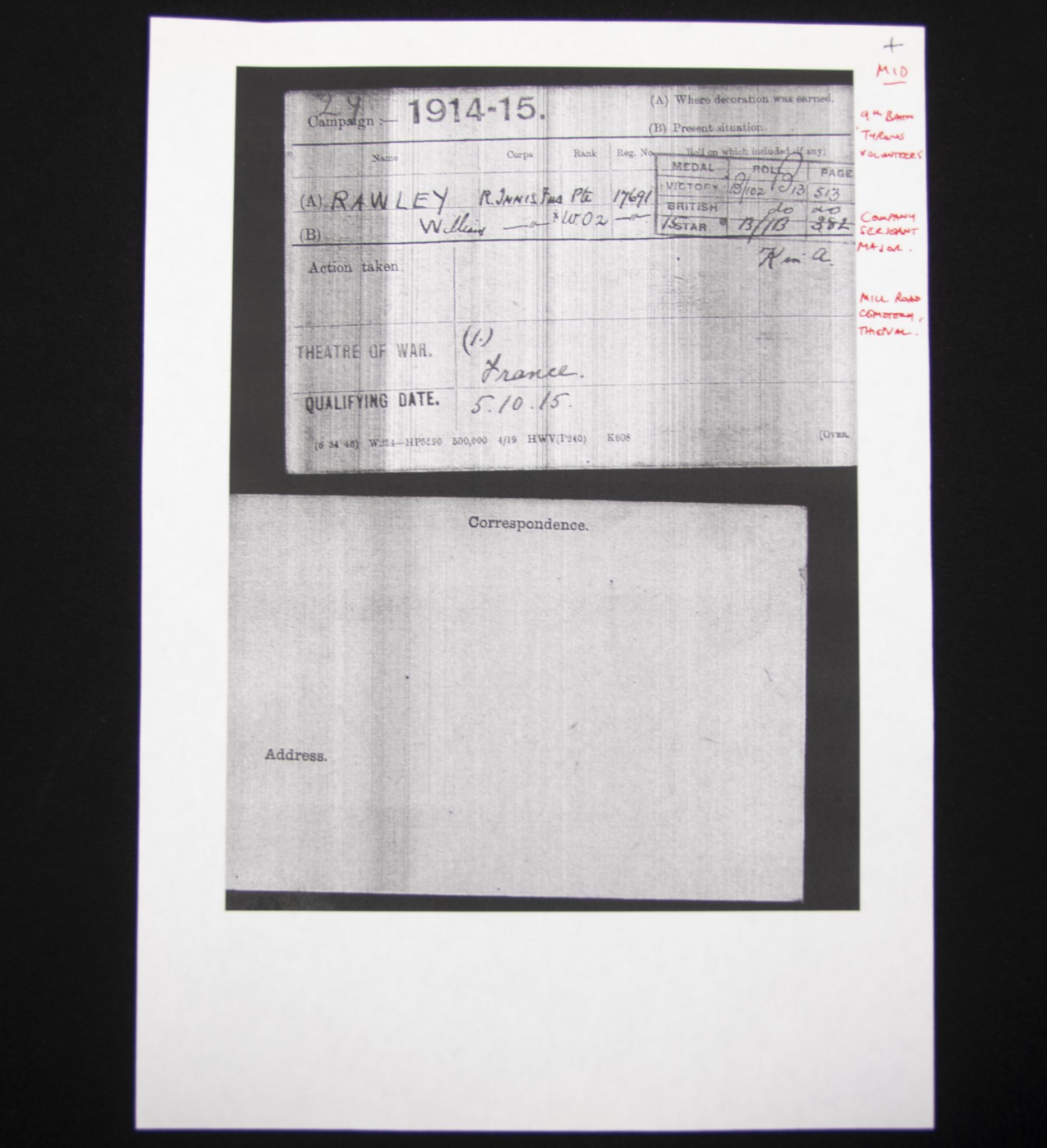 (British Army) First Day of the Somme 1 July 1916 - 1914-15 Star of Company Serjeant Major William Rawley, 17691, 9th Bn., Royal Inniskilling Fusiliers - Image 18