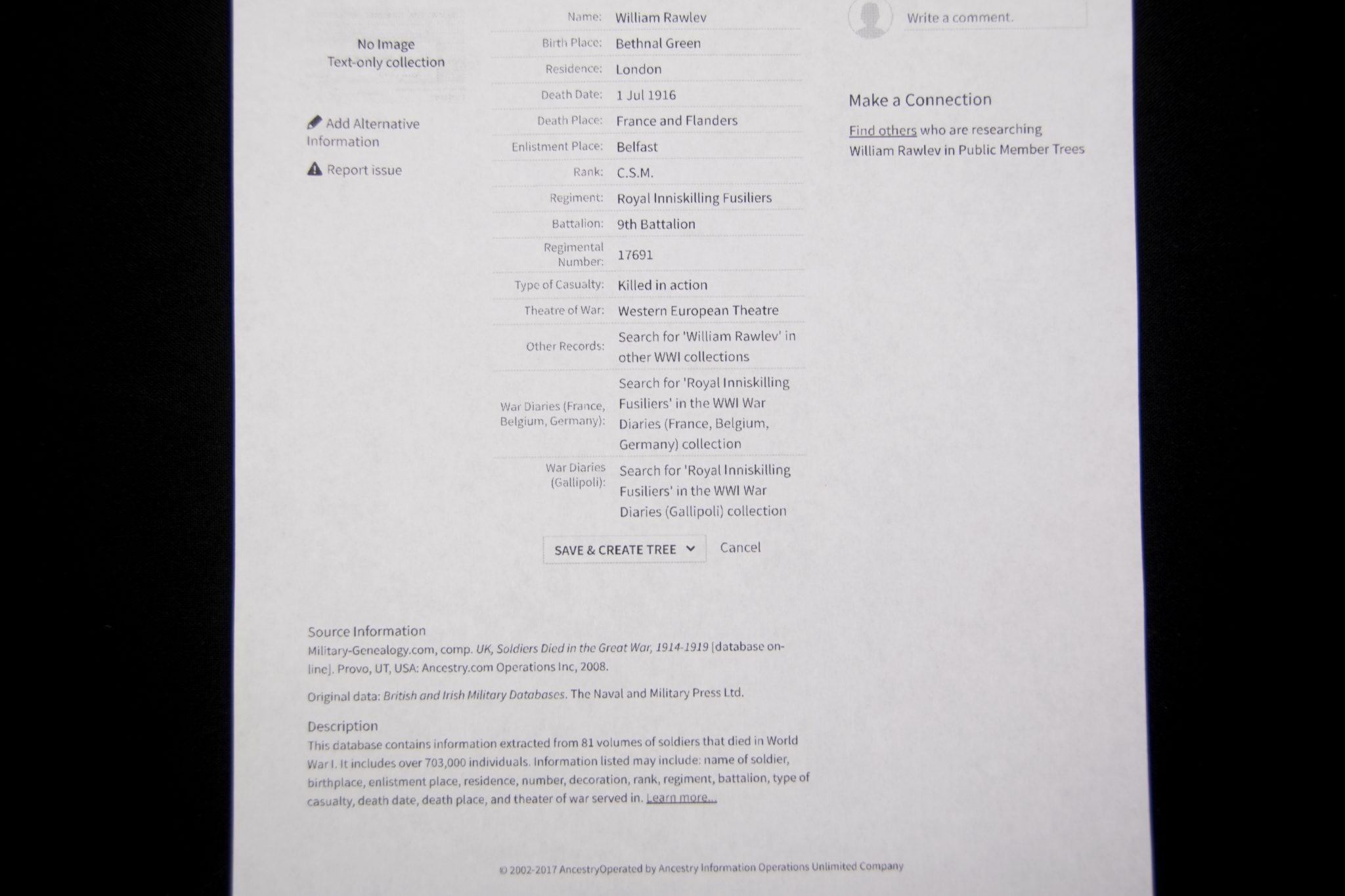 (British Army) First Day of the Somme 1 July 1916 - 1914-15 Star of Company Serjeant Major William Rawley, 17691, 9th Bn., Royal Inniskilling Fusiliers - Image 25