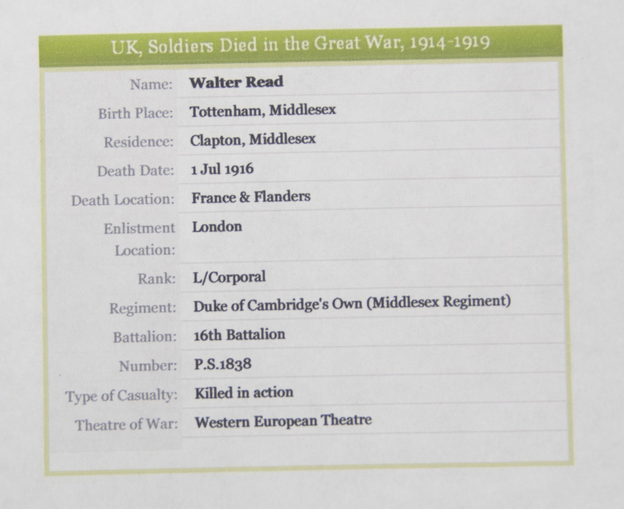 (British Army) First Day of the Somme 1 July 1916 - 1914-15 Star of Lance Corporal Walter Read, 1838, 16th Bn., Middlesex Regiment - Image 31