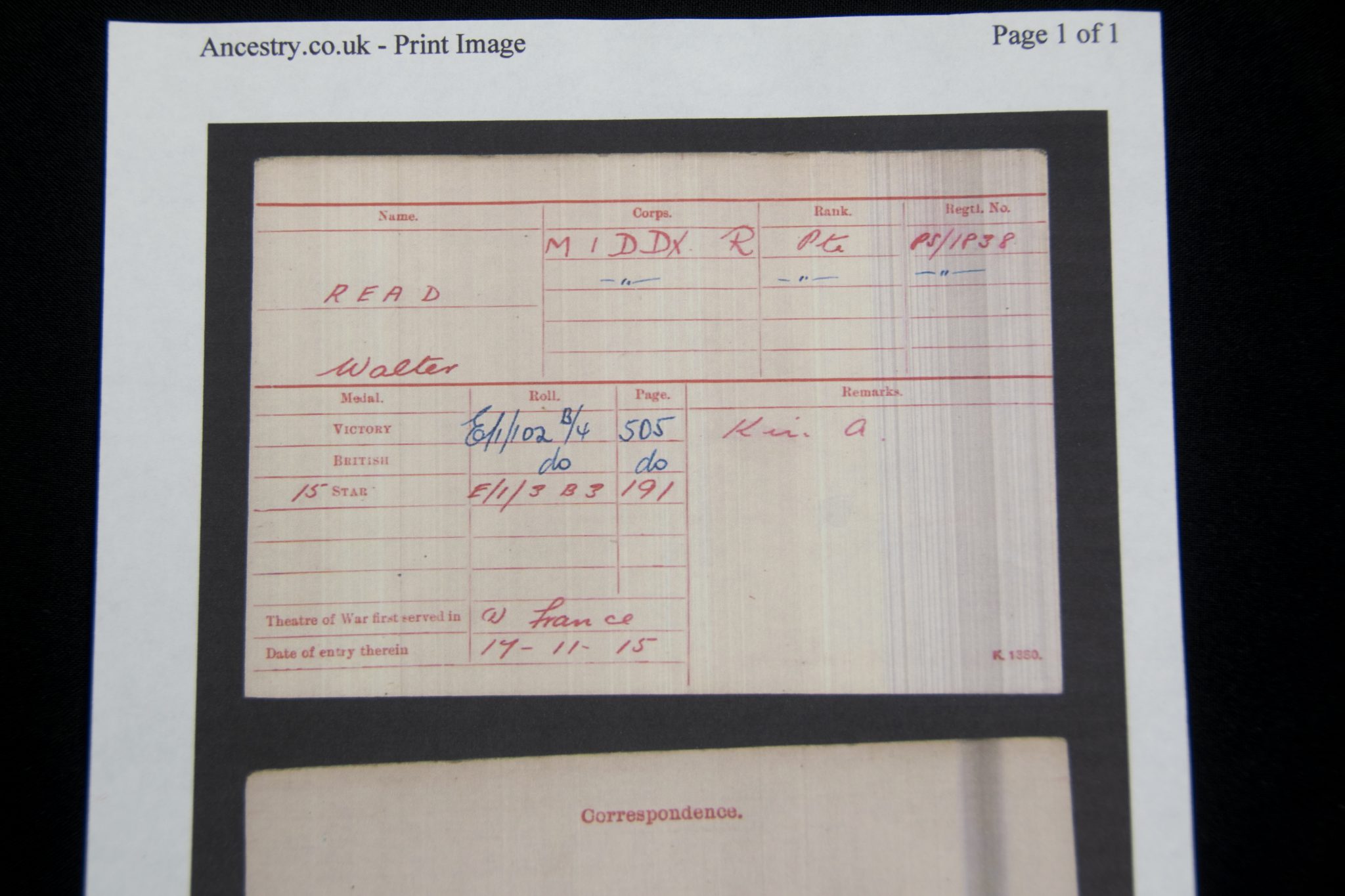 (British Army) First Day of the Somme 1 July 1916 - 1914-15 Star of Lance Corporal Walter Read, 1838, 16th Bn., Middlesex Regiment - Image 26