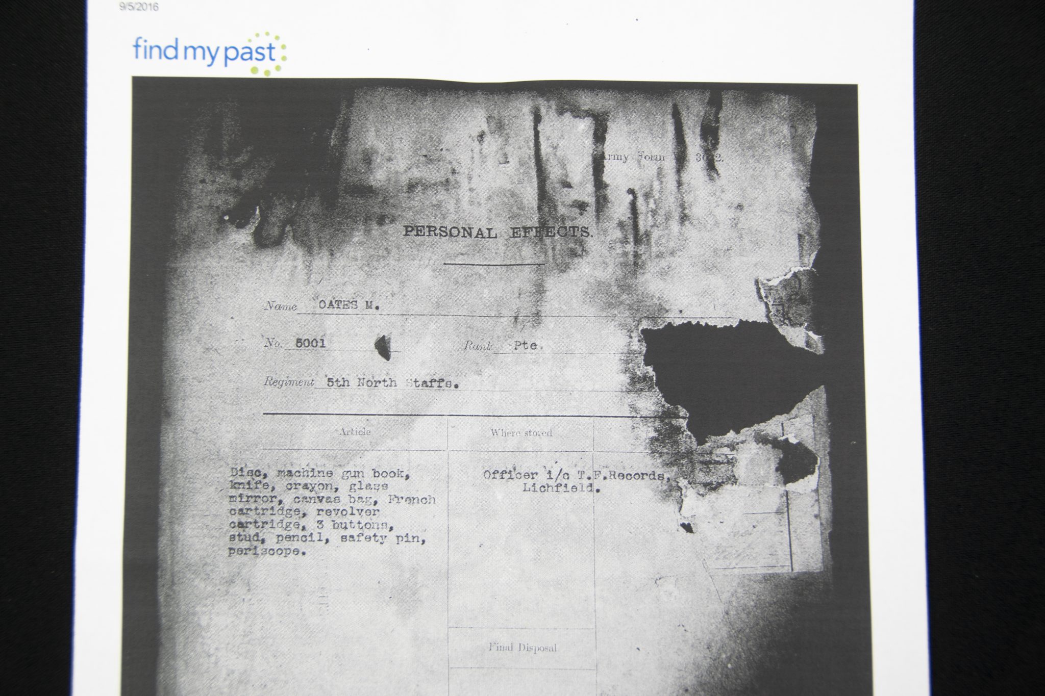 (British Army) First Day of the Somme 1 July 1916 - 1914-15 Star of Private Martin Oates, 5001, 5th Bn., North Staffordshire Regiment - Image 16