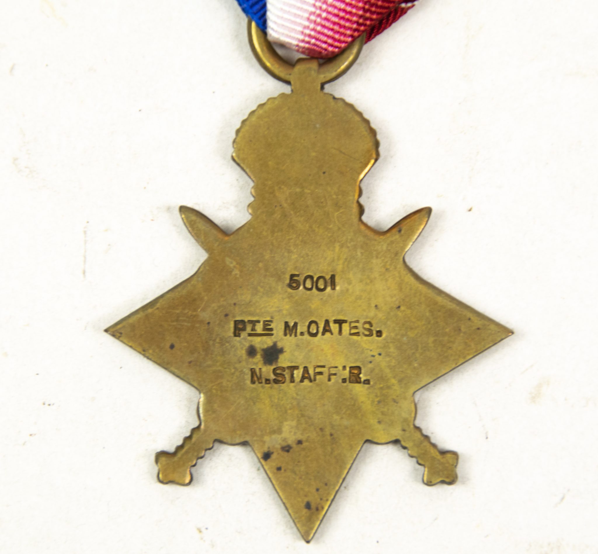 (British Army) First Day of the Somme 1 July 1916 - 1914-15 Star of Private Martin Oates, 5001, 5th Bn., North Staffordshire Regiment - Image 5