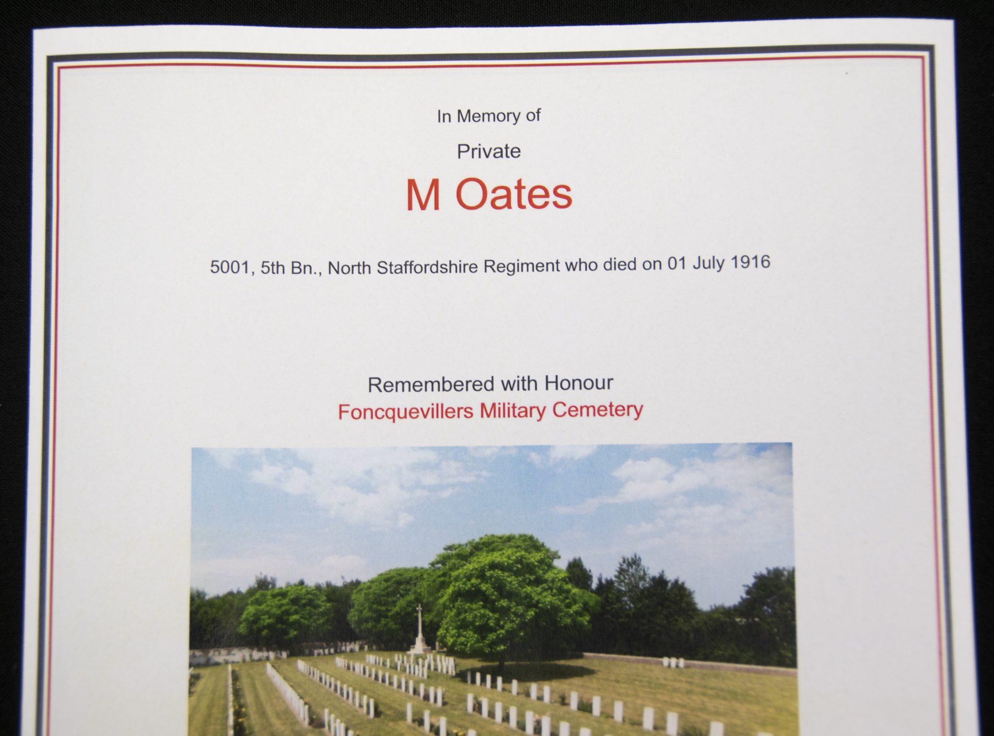 (British Army) First Day of the Somme 1 July 1916 - 1914-15 Star of Private Martin Oates, 5001, 5th Bn., North Staffordshire Regiment - Image 8