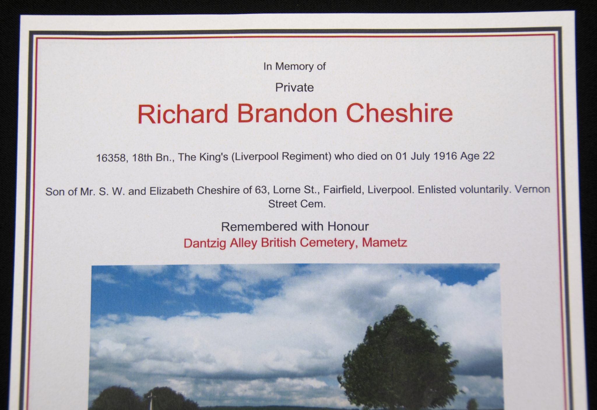 (British Army) First Day of the Somme 1 July 1916 - 1914-15 Star of Private Richard Brandon Chesire, 16358, 18th Bn., The King's Liverpool Regiment - Image 13